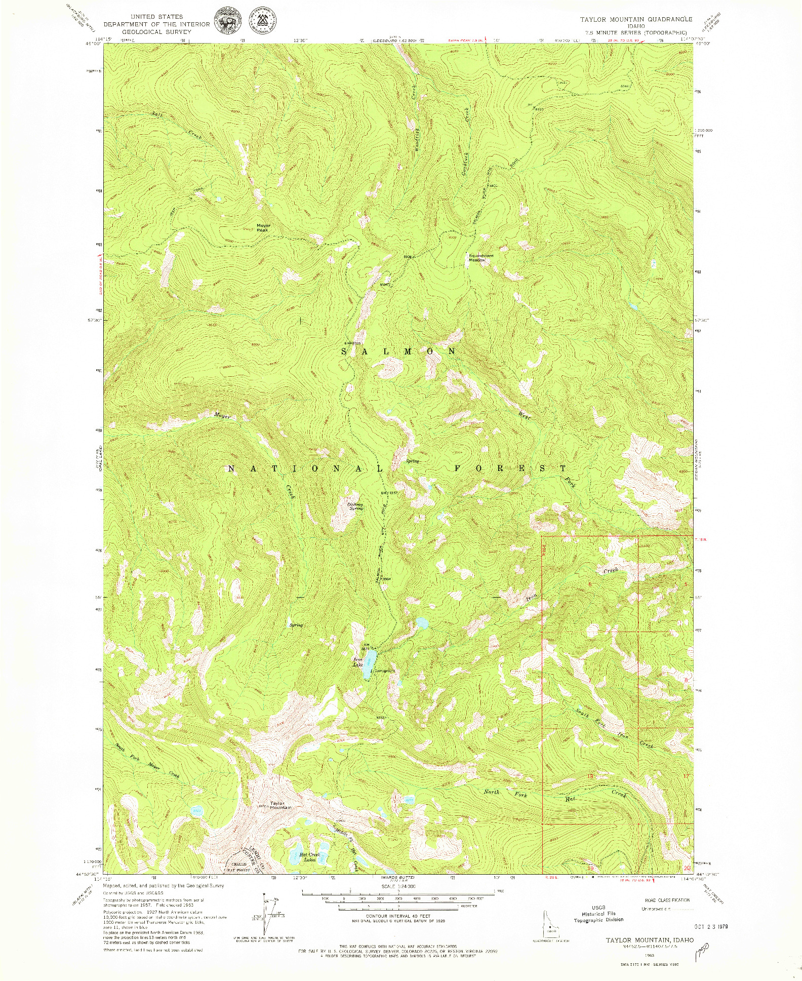 USGS 1:24000-SCALE QUADRANGLE FOR TAYLOR MOUNTAIN, ID 1963