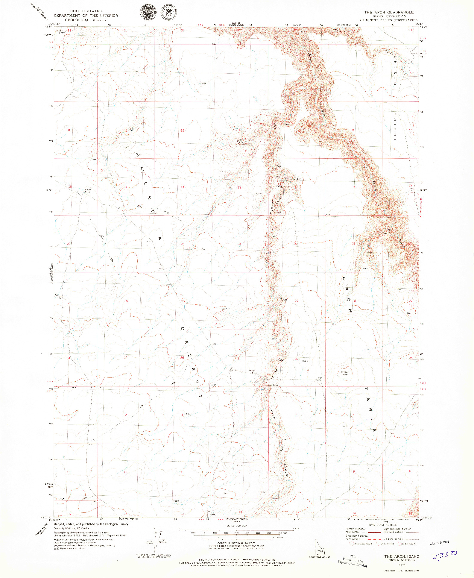 USGS 1:24000-SCALE QUADRANGLE FOR THE ARCH, ID 1978