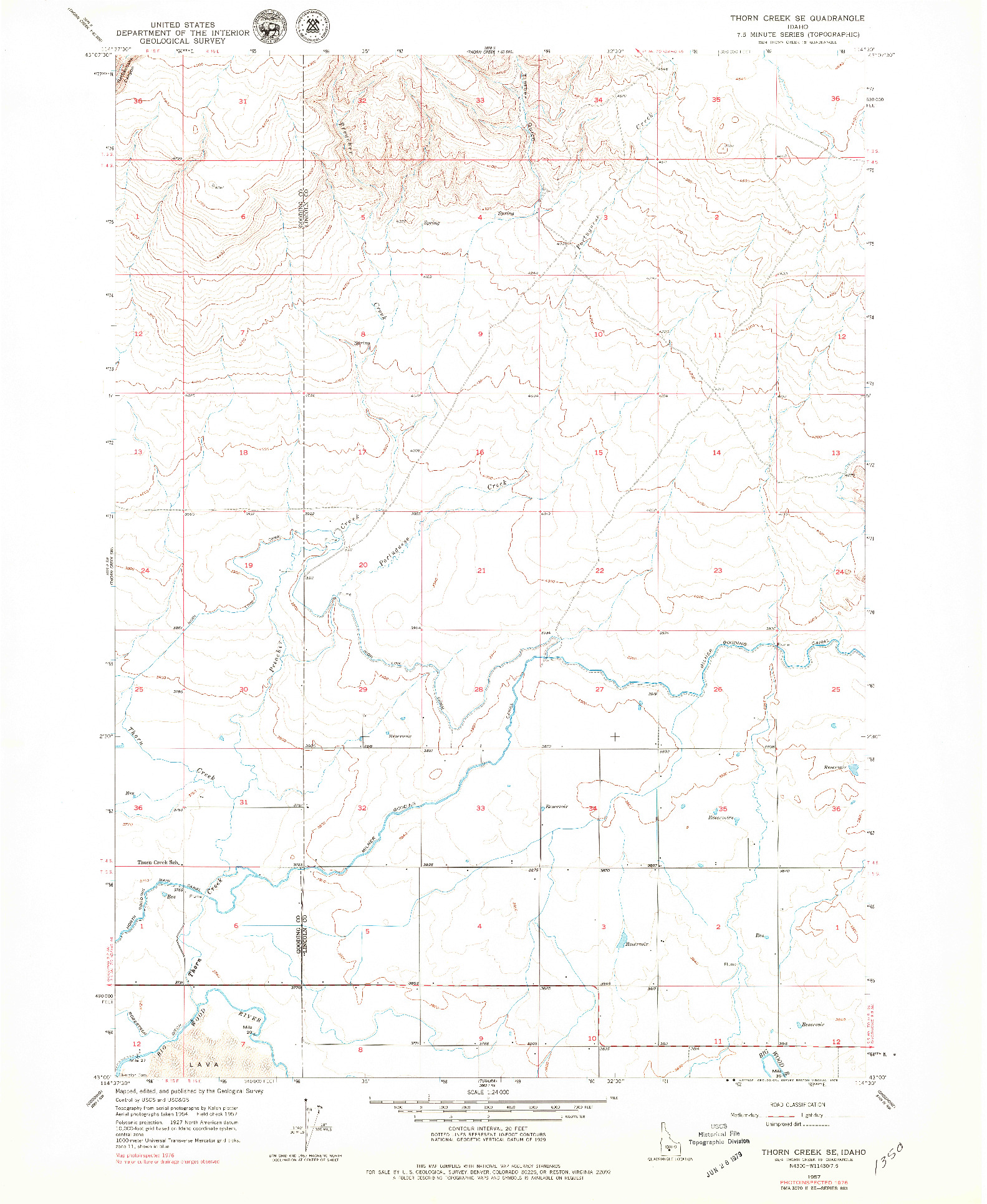 USGS 1:24000-SCALE QUADRANGLE FOR THORN CREEK SE, ID 1957