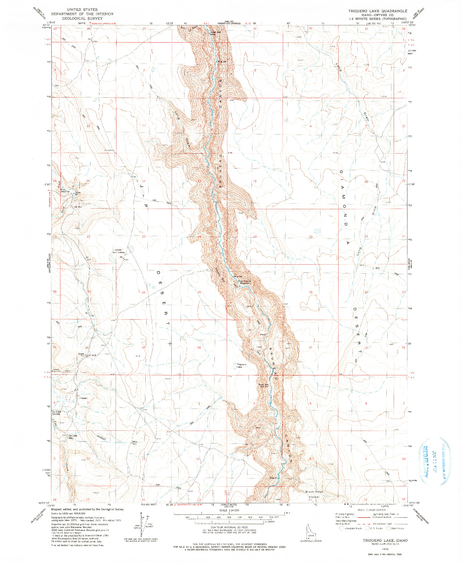 USGS 1:24000-SCALE QUADRANGLE FOR TRIGUERO LAKE, ID 1979
