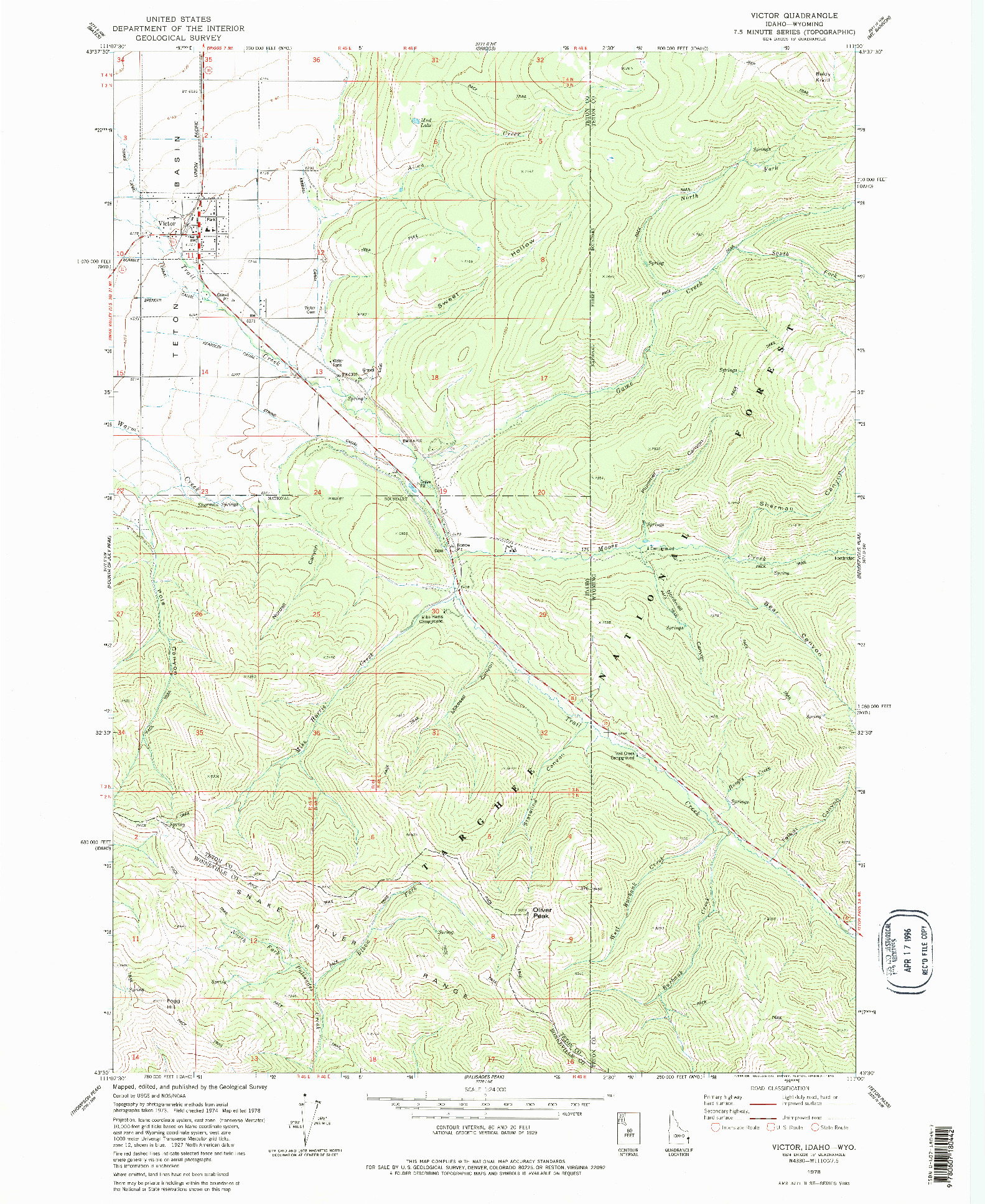 USGS 1:24000-SCALE QUADRANGLE FOR VICTOR, ID 1978