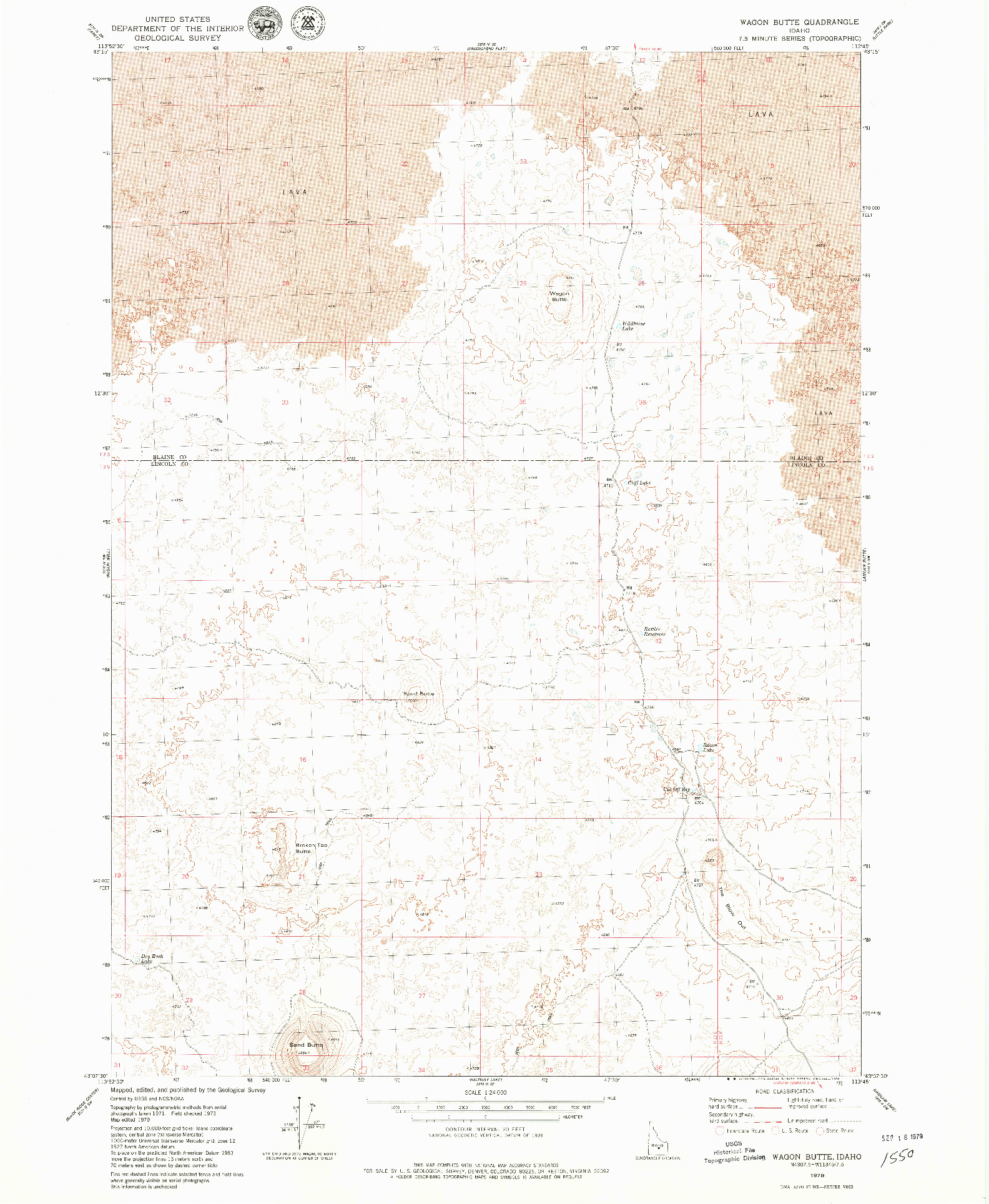 USGS 1:24000-SCALE QUADRANGLE FOR WAGON BUTTE, ID 1979