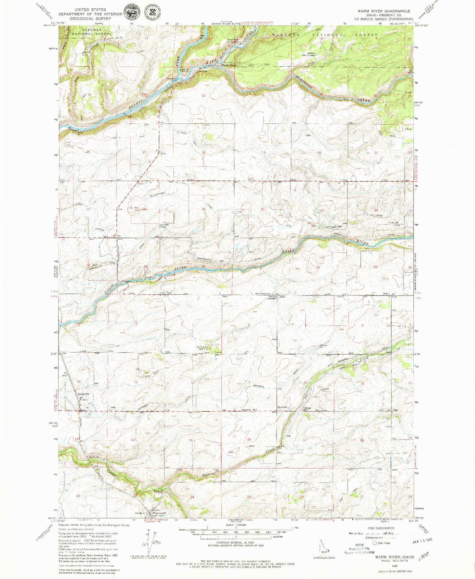 USGS 1:24000-SCALE QUADRANGLE FOR WARM RIVER, ID 1965