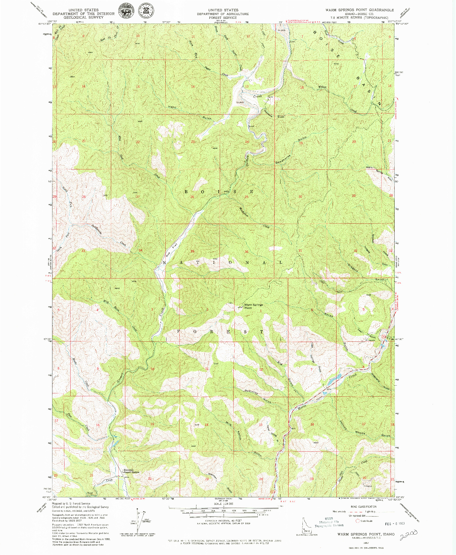 USGS 1:24000-SCALE QUADRANGLE FOR WARM SPRINGS POINT, ID 1957