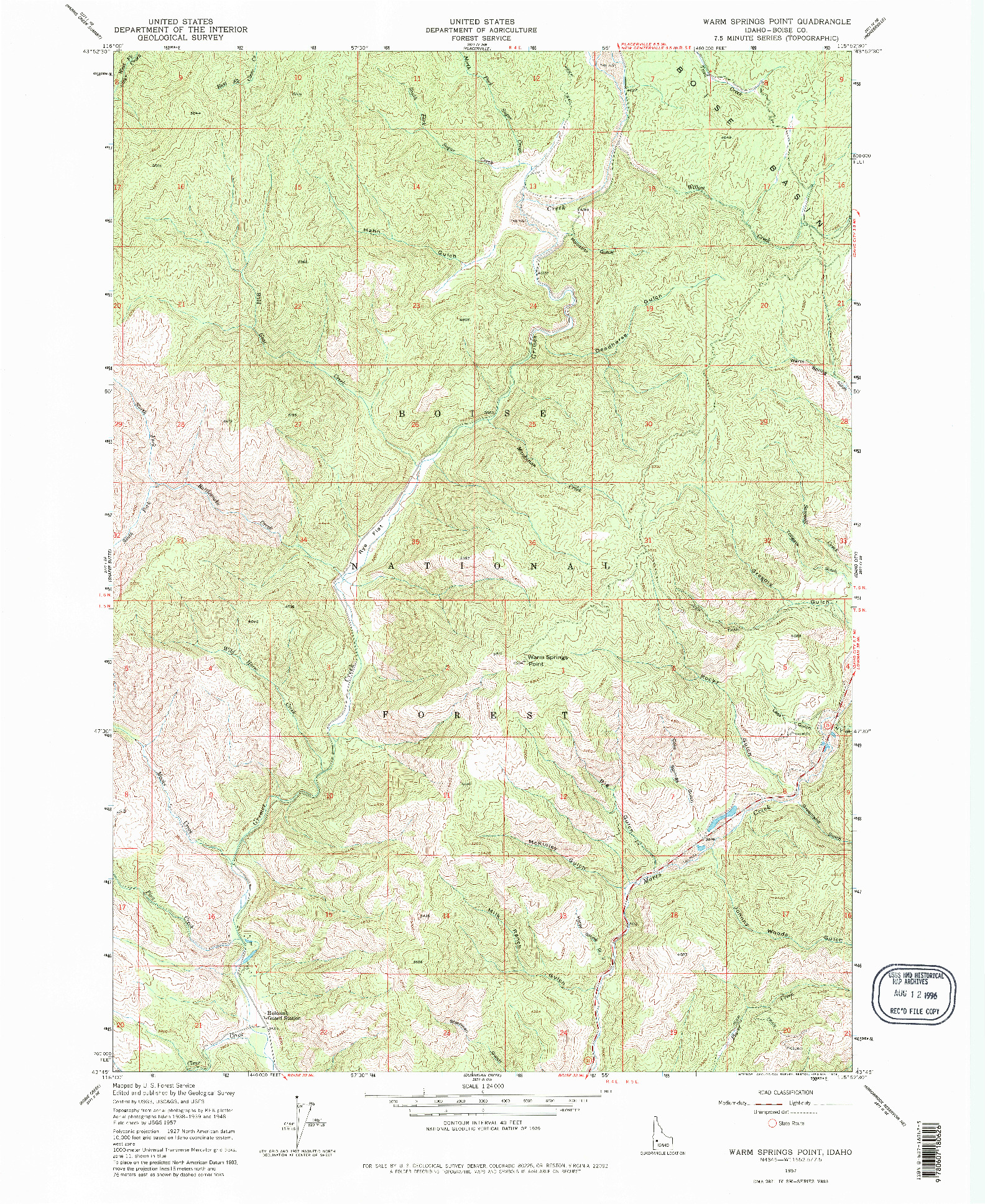 USGS 1:24000-SCALE QUADRANGLE FOR WARM SPRINGS POINT, ID 1957