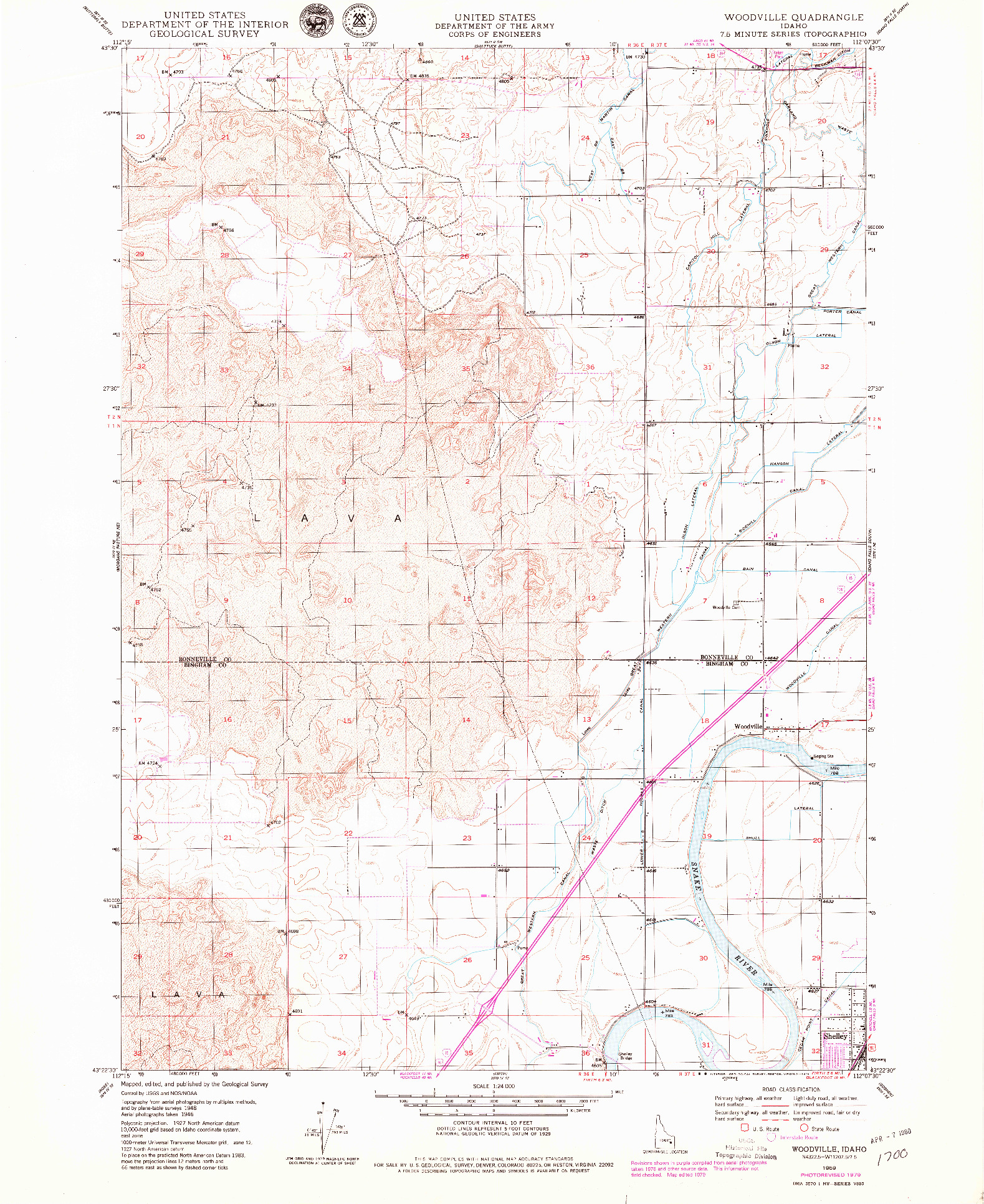 USGS 1:24000-SCALE QUADRANGLE FOR WOODVILLE, ID 1959
