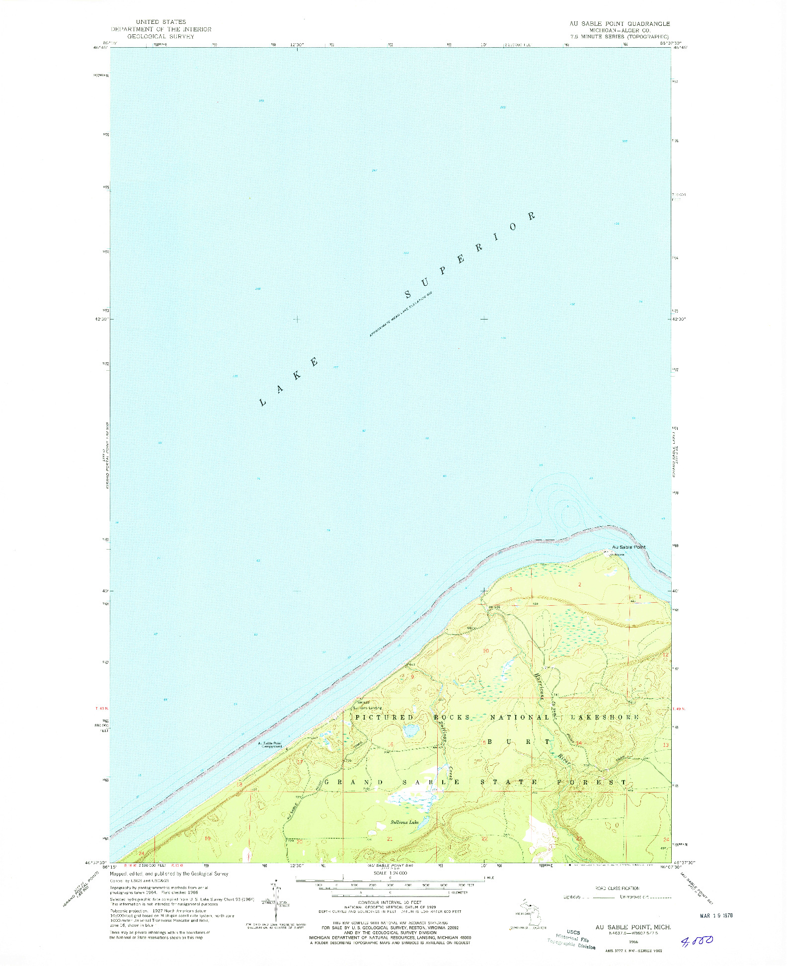 USGS 1:24000-SCALE QUADRANGLE FOR AU SABLE POINT, MI 1966