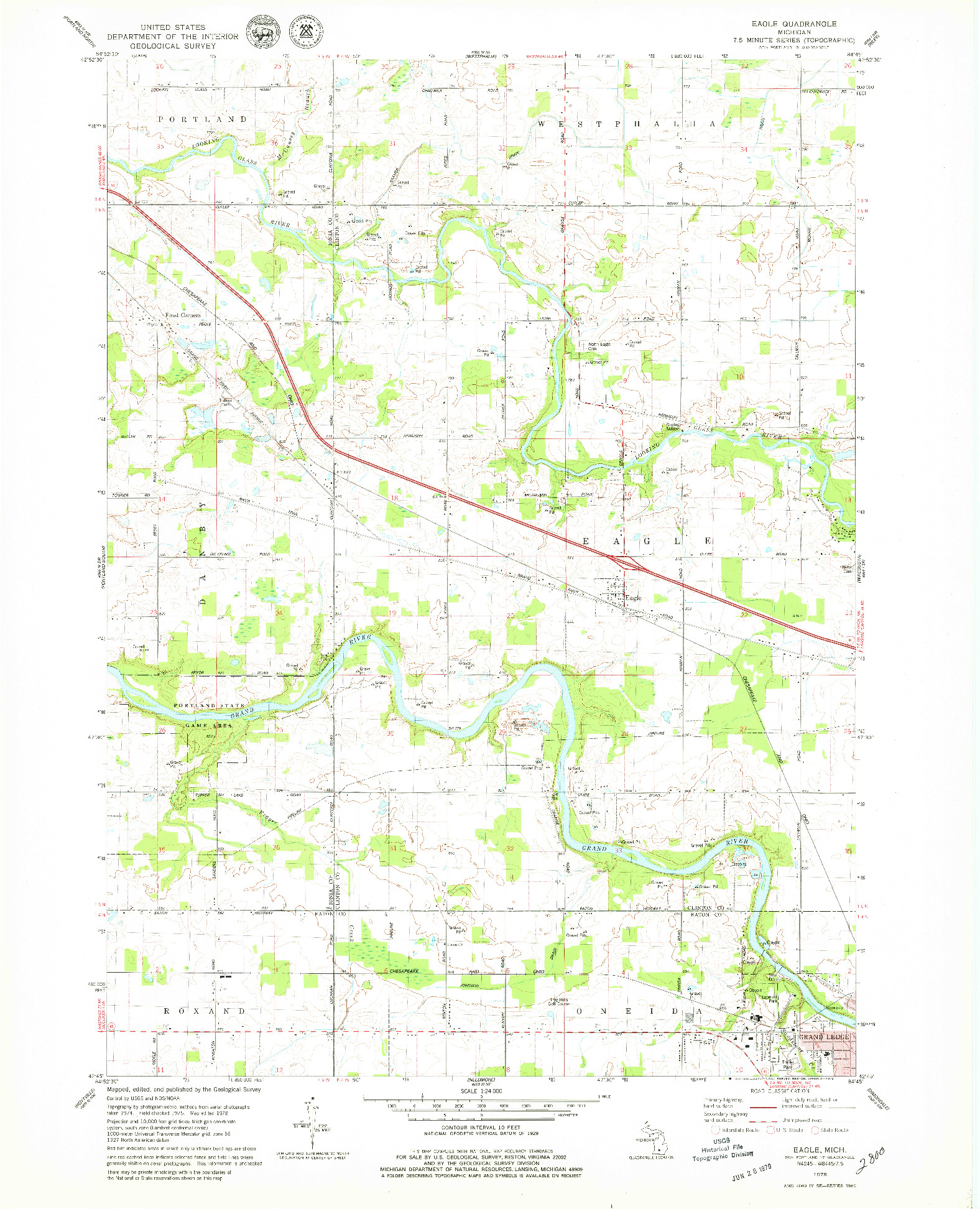 USGS 1:24000-SCALE QUADRANGLE FOR EAGLE, MI 1978