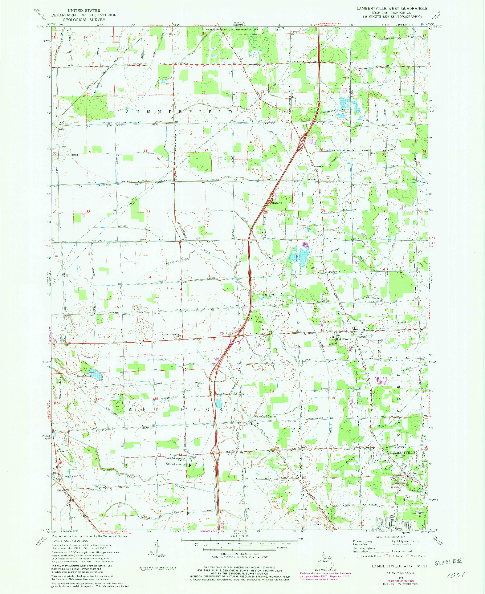 USGS 1:24000-SCALE QUADRANGLE FOR LAMBERTVILLE WEST, MI 1972