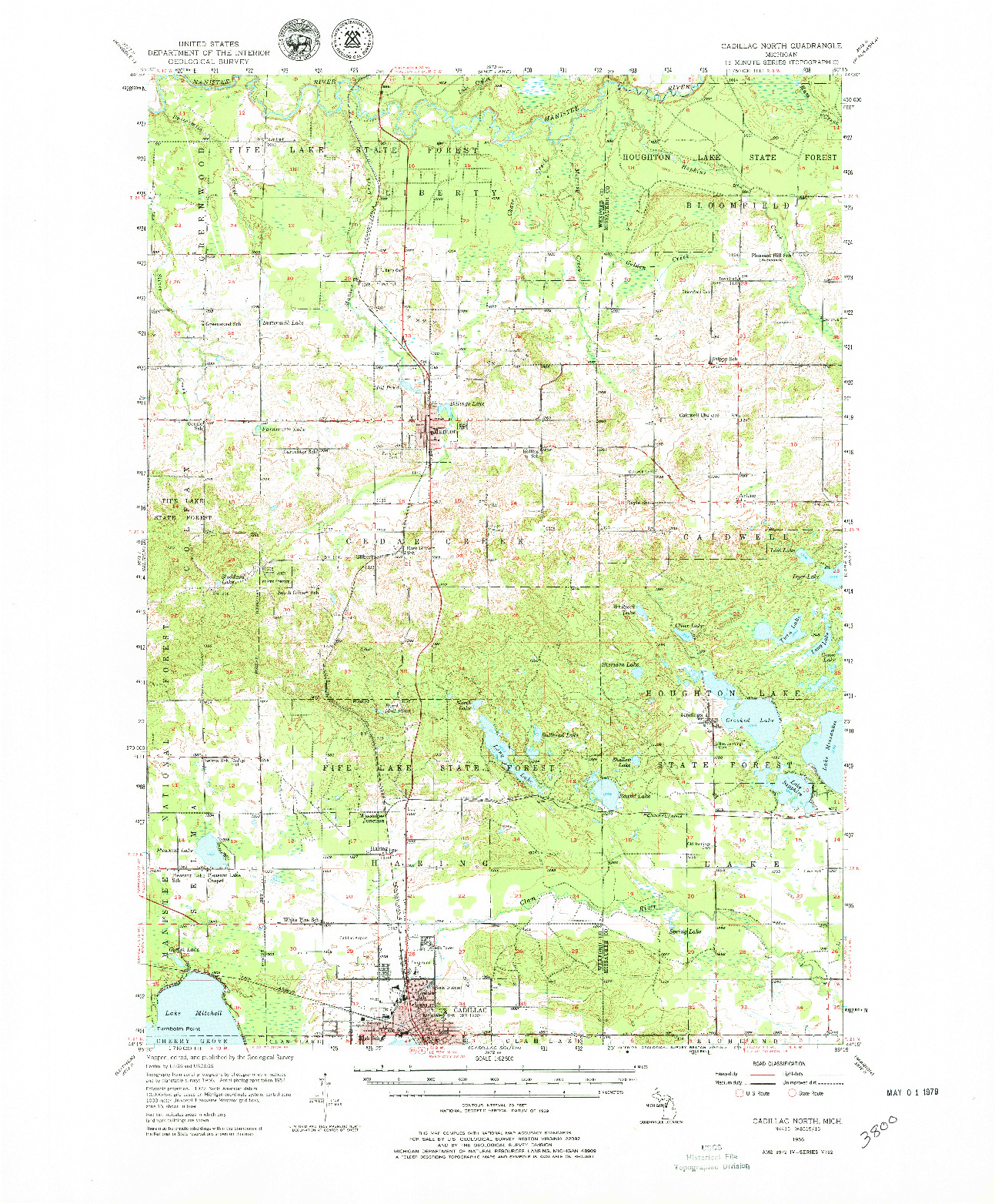 USGS 1:62500-SCALE QUADRANGLE FOR CADILLAC NORTH, MI 1956