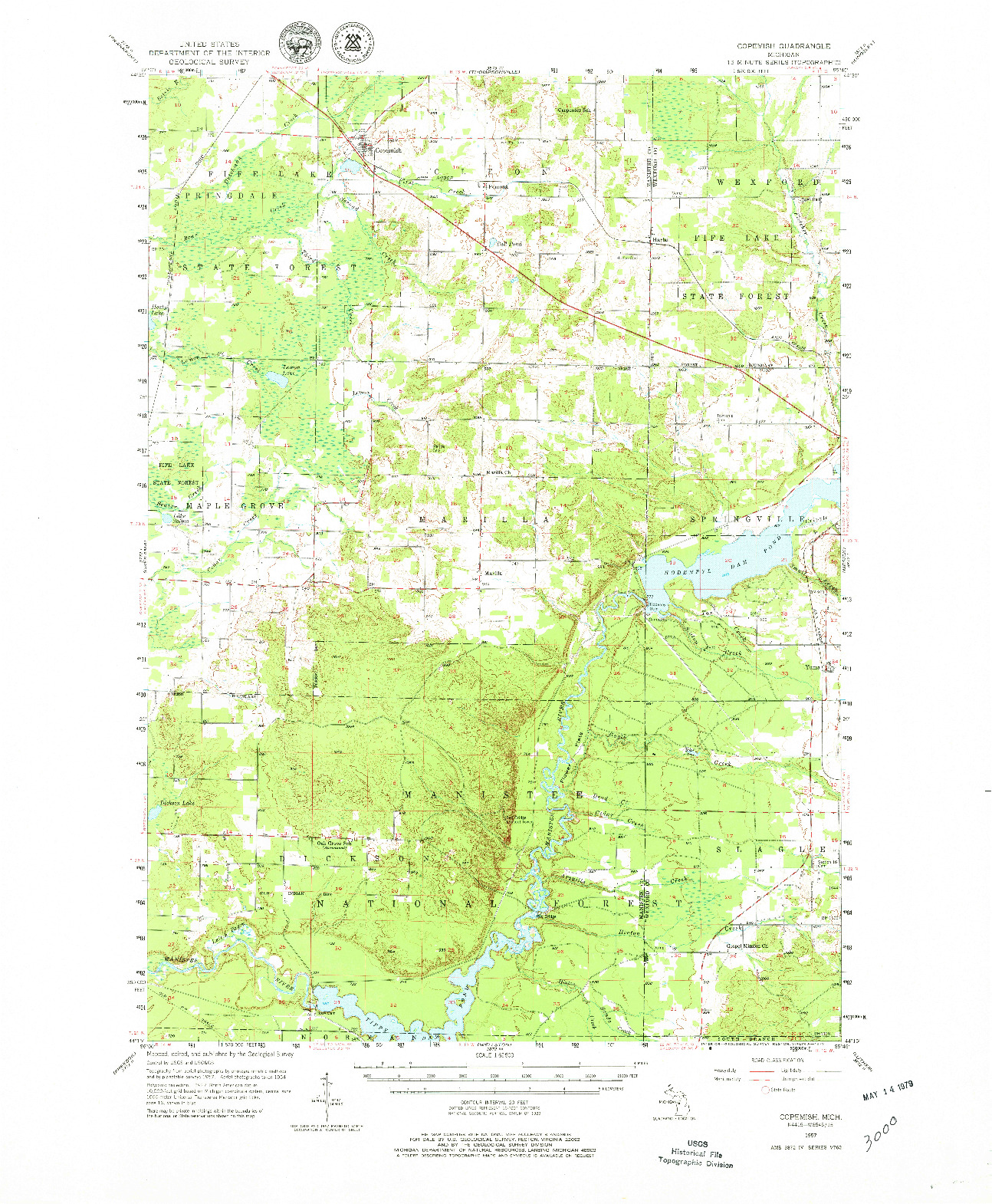USGS 1:62500-SCALE QUADRANGLE FOR COPEMISH, MI 1957