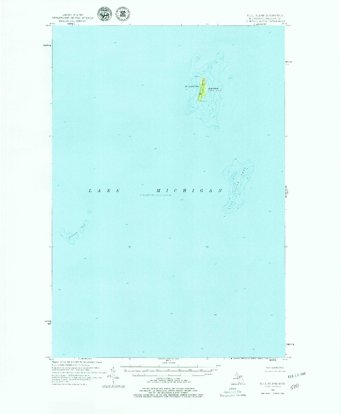 USGS 1:62500-SCALE QUADRANGLE FOR GULL ISLAND, MI 1955