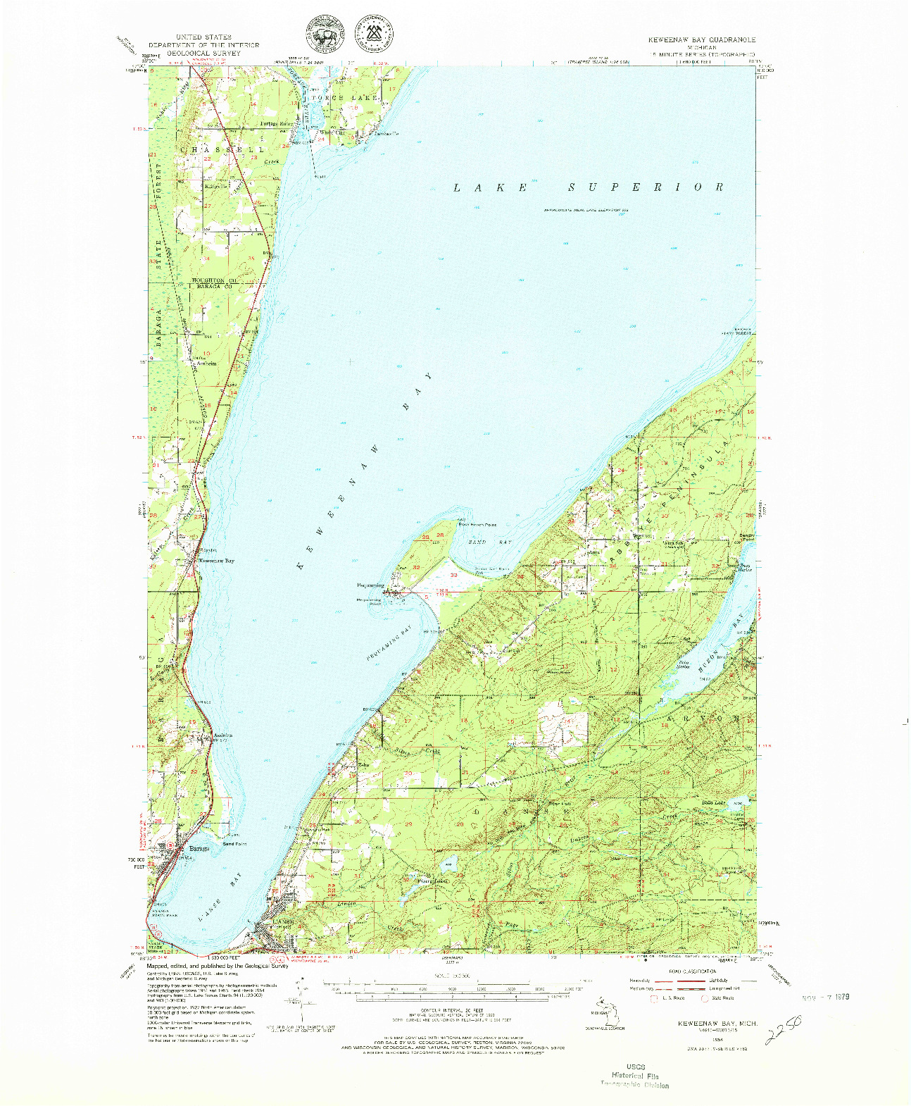 USGS 1:62500-SCALE QUADRANGLE FOR KEWEENAW BAY, MI 1954