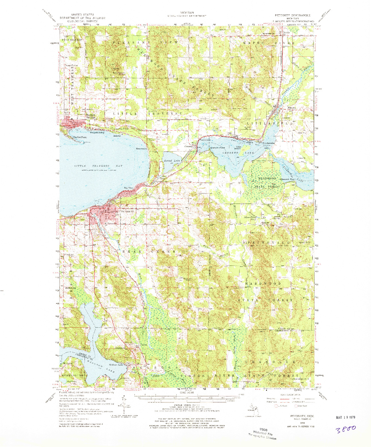 USGS 1:62500-SCALE QUADRANGLE FOR PETOSKEY, MI 1958