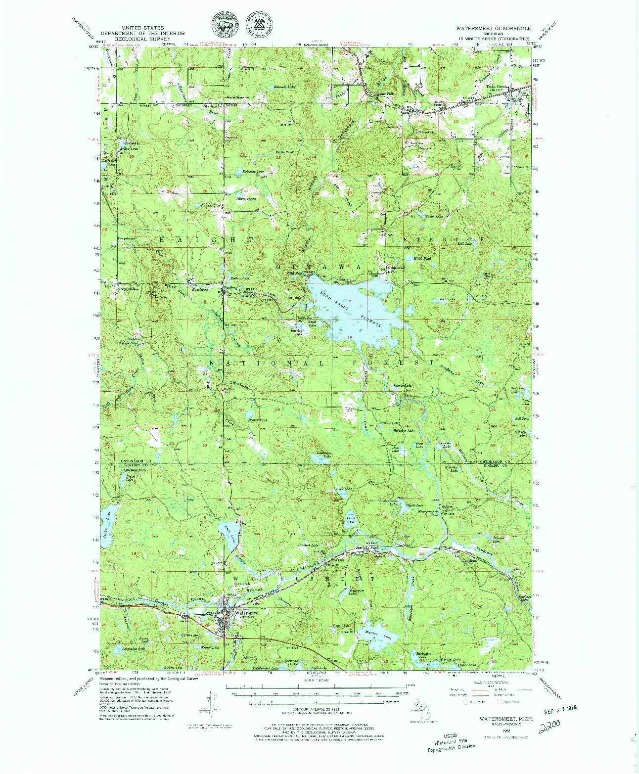 USGS 1:62500-SCALE QUADRANGLE FOR WATERSMEET, MI 1952