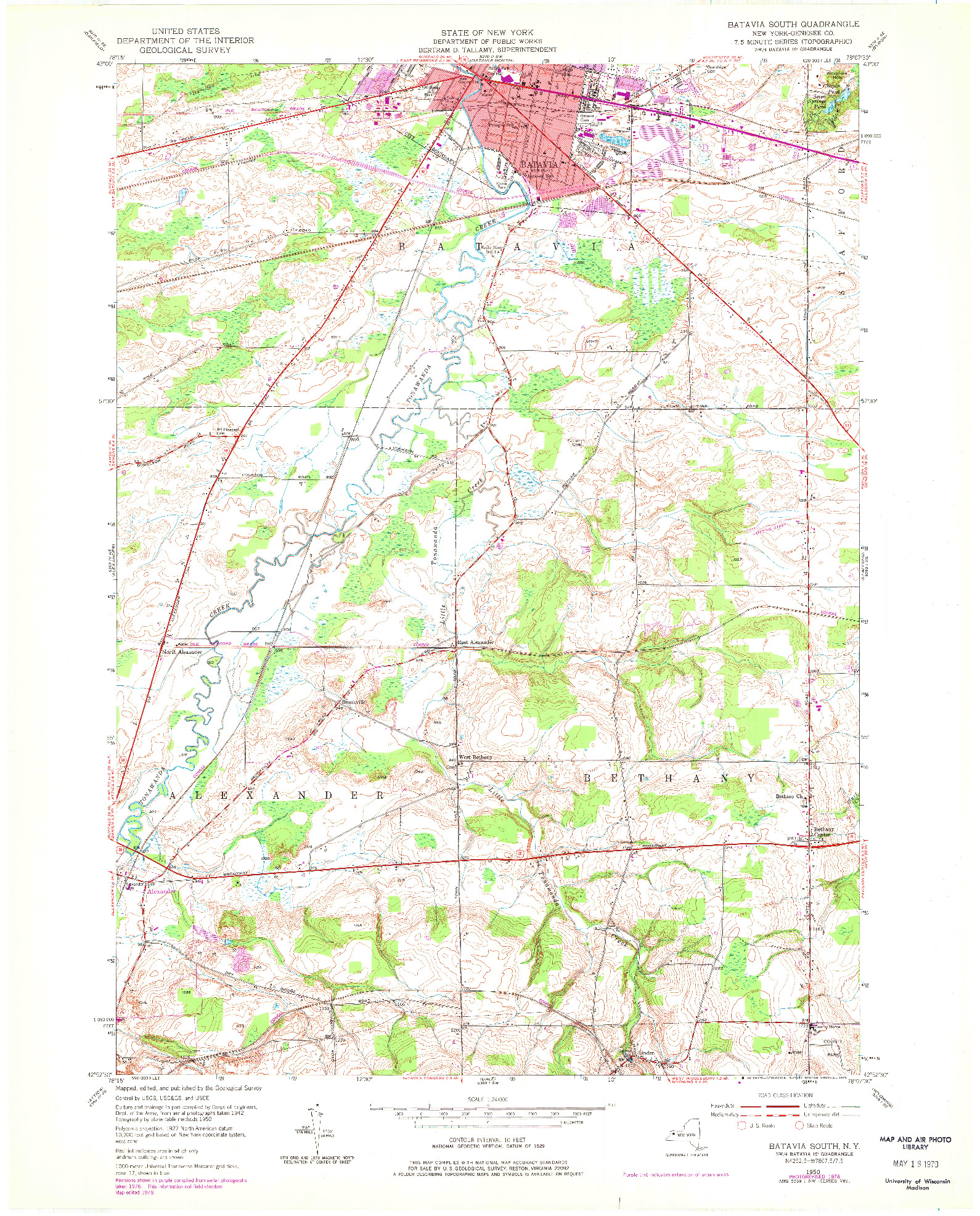USGS 1:24000-SCALE QUADRANGLE FOR BATAVIA SOUTH, NY 1950