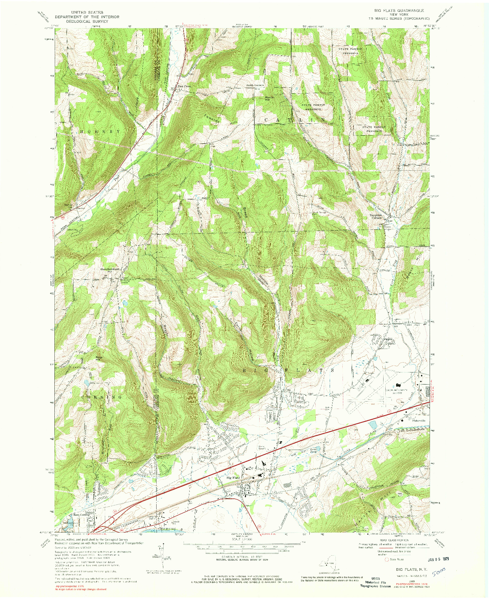 USGS 1:24000-SCALE QUADRANGLE FOR BIG FLATS, NY 1969