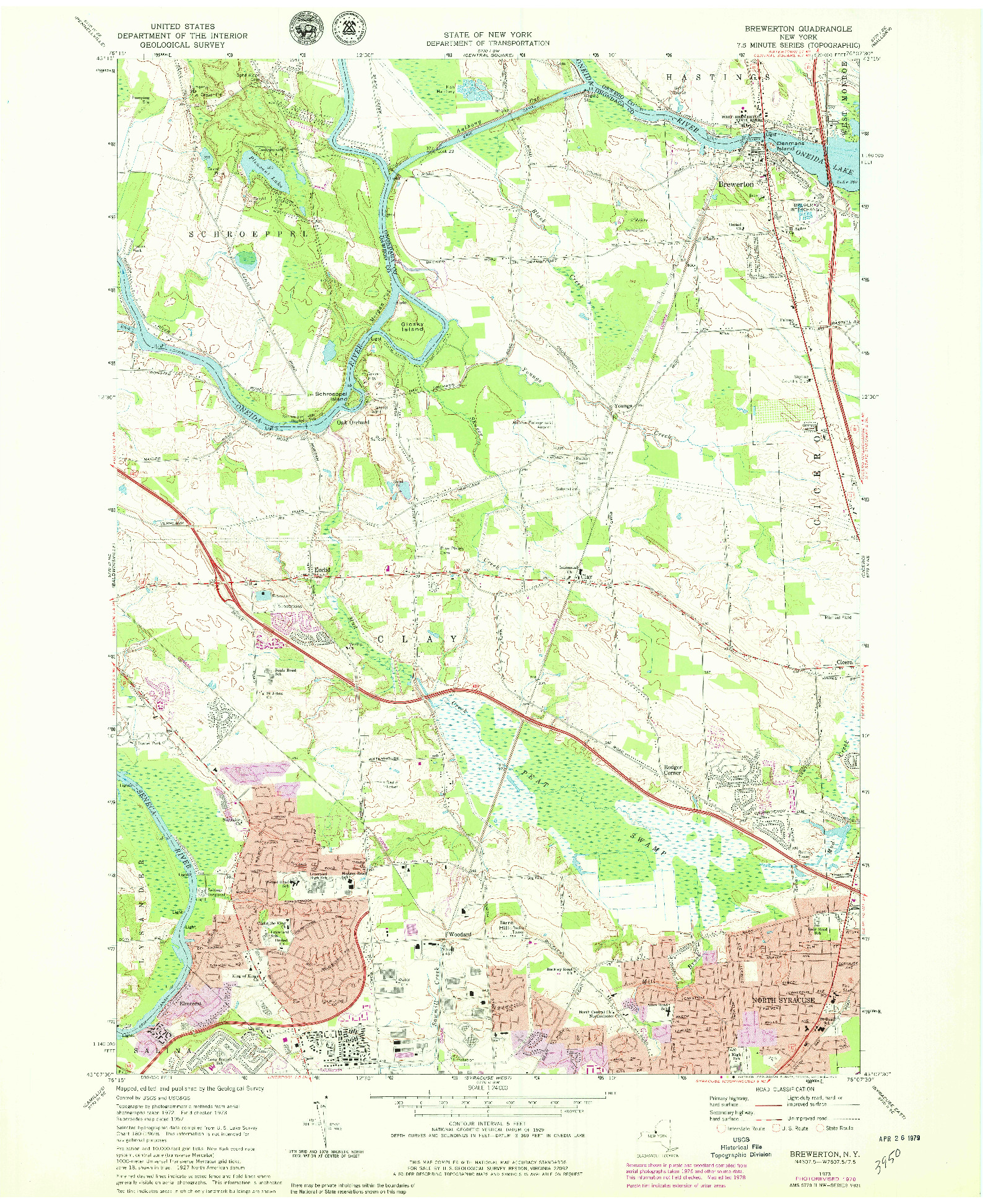 USGS 1:24000-SCALE QUADRANGLE FOR BREWERTON, NY 1973