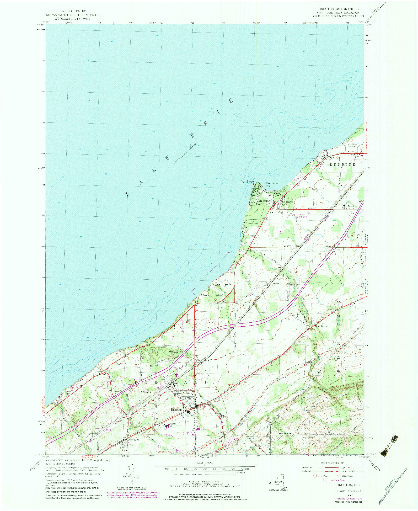 USGS 1:24000-SCALE QUADRANGLE FOR BROCTON, NY 1954