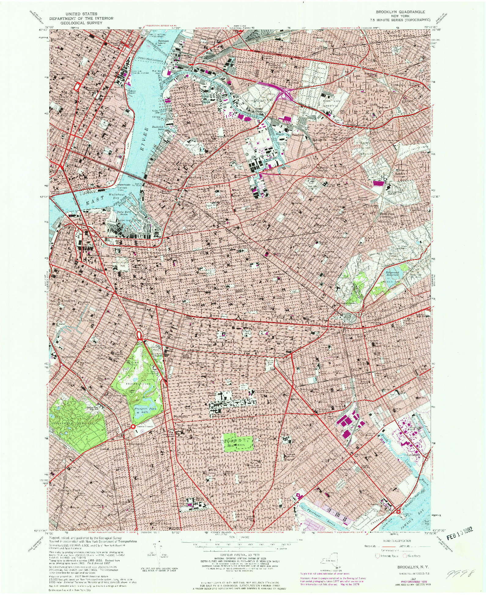 USGS 1:24000-SCALE QUADRANGLE FOR BROOKLYN, NY 1967