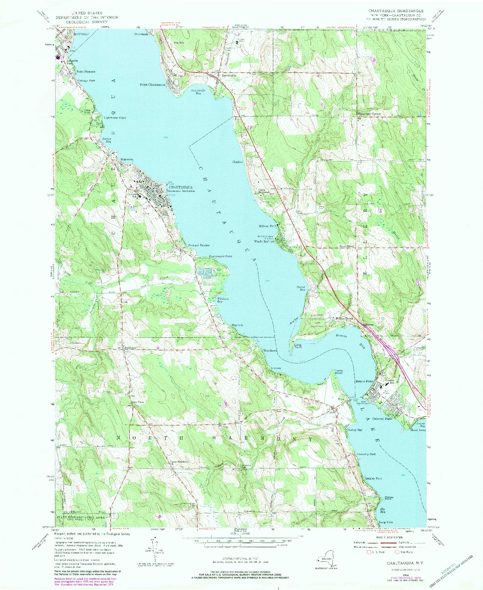 USGS 1:24000-SCALE QUADRANGLE FOR CHAUTAUQUA, NY 1954