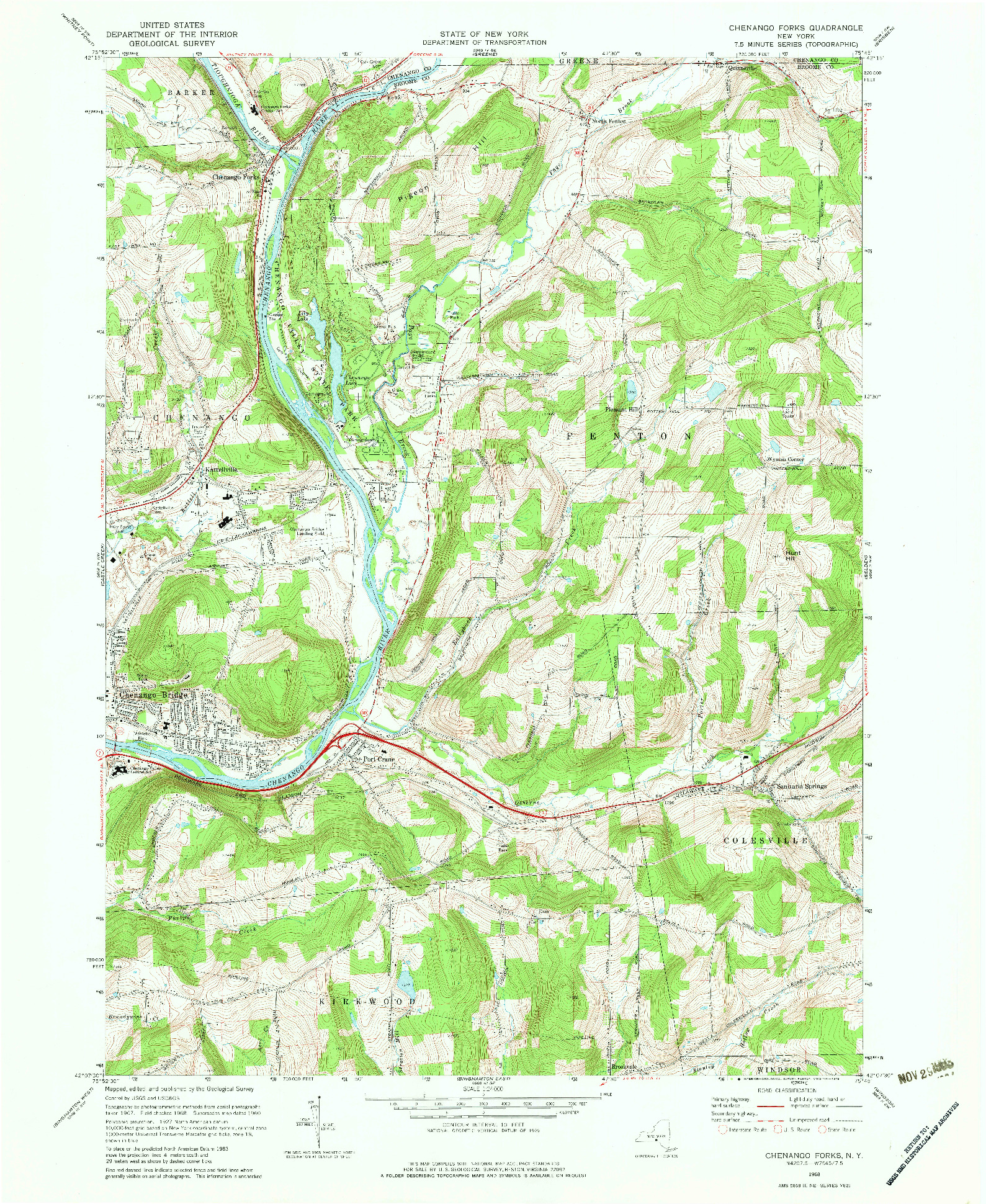 USGS 1:24000-SCALE QUADRANGLE FOR CHENANGO FORKS, NY 1968