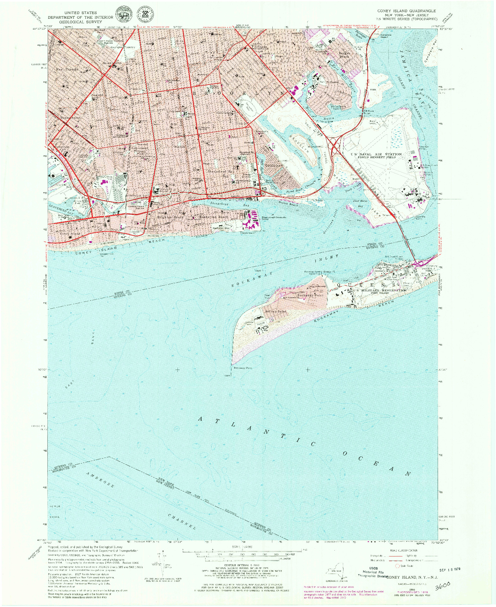 USGS 1:24000-SCALE QUADRANGLE FOR CONEY ISLAND, NY 1966