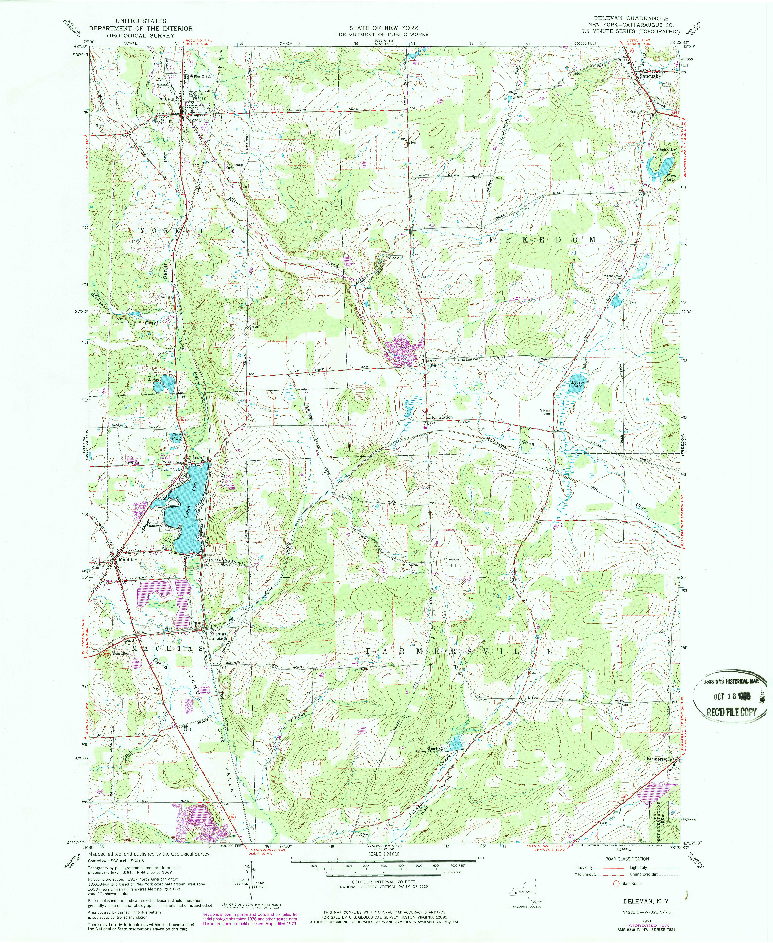 USGS 1:24000-SCALE QUADRANGLE FOR DELEVAN, NY 1963