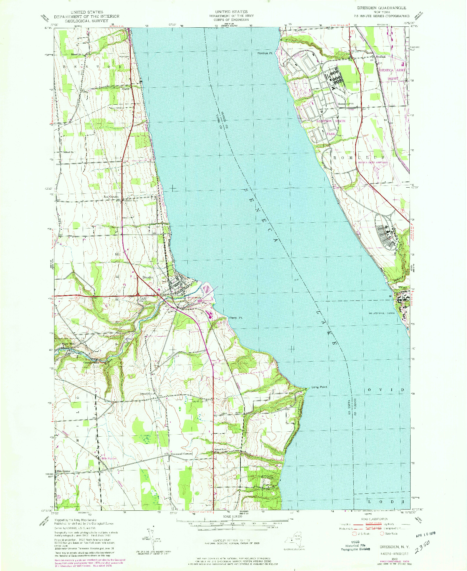 USGS 1:24000-SCALE QUADRANGLE FOR DRESDEN, NY 1943