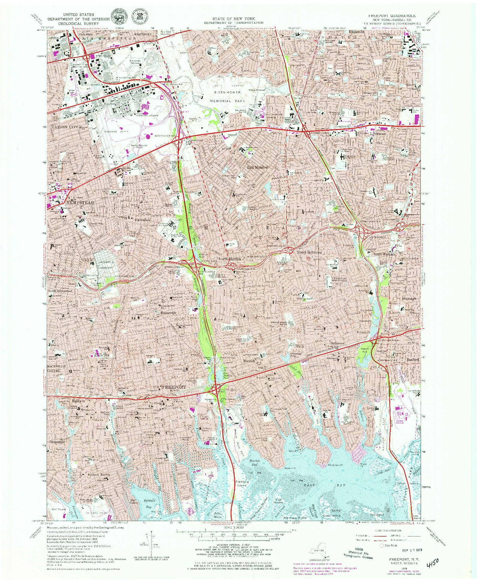 USGS 1:24000-SCALE QUADRANGLE FOR FREEPORT, NY 1969