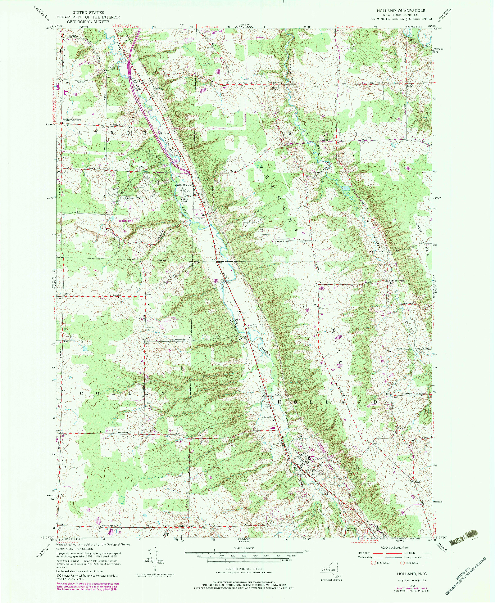 USGS 1:24000-SCALE QUADRANGLE FOR HOLLAND, NY 1979