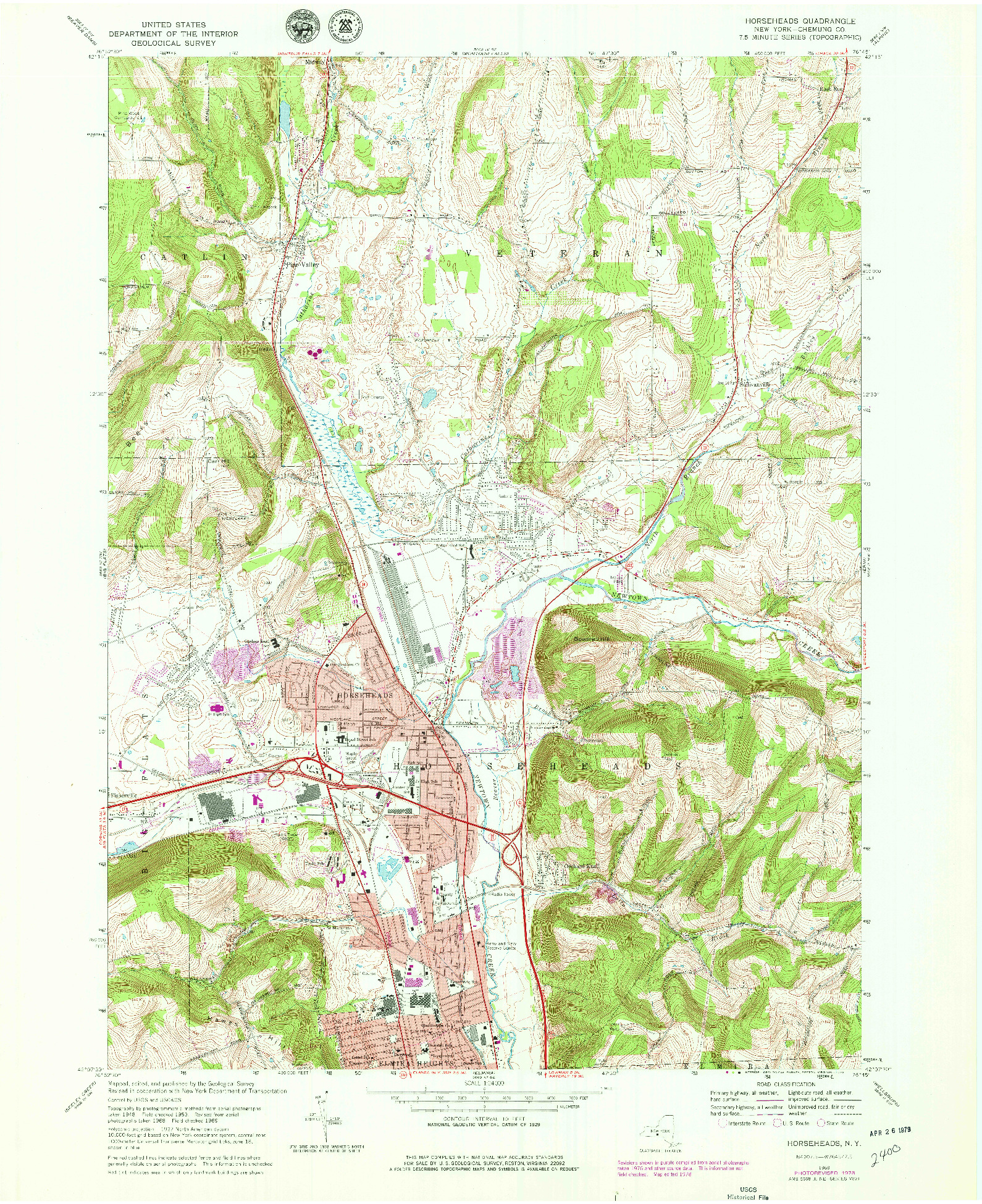 USGS 1:24000-SCALE QUADRANGLE FOR HORSEHEADS, NY 1978