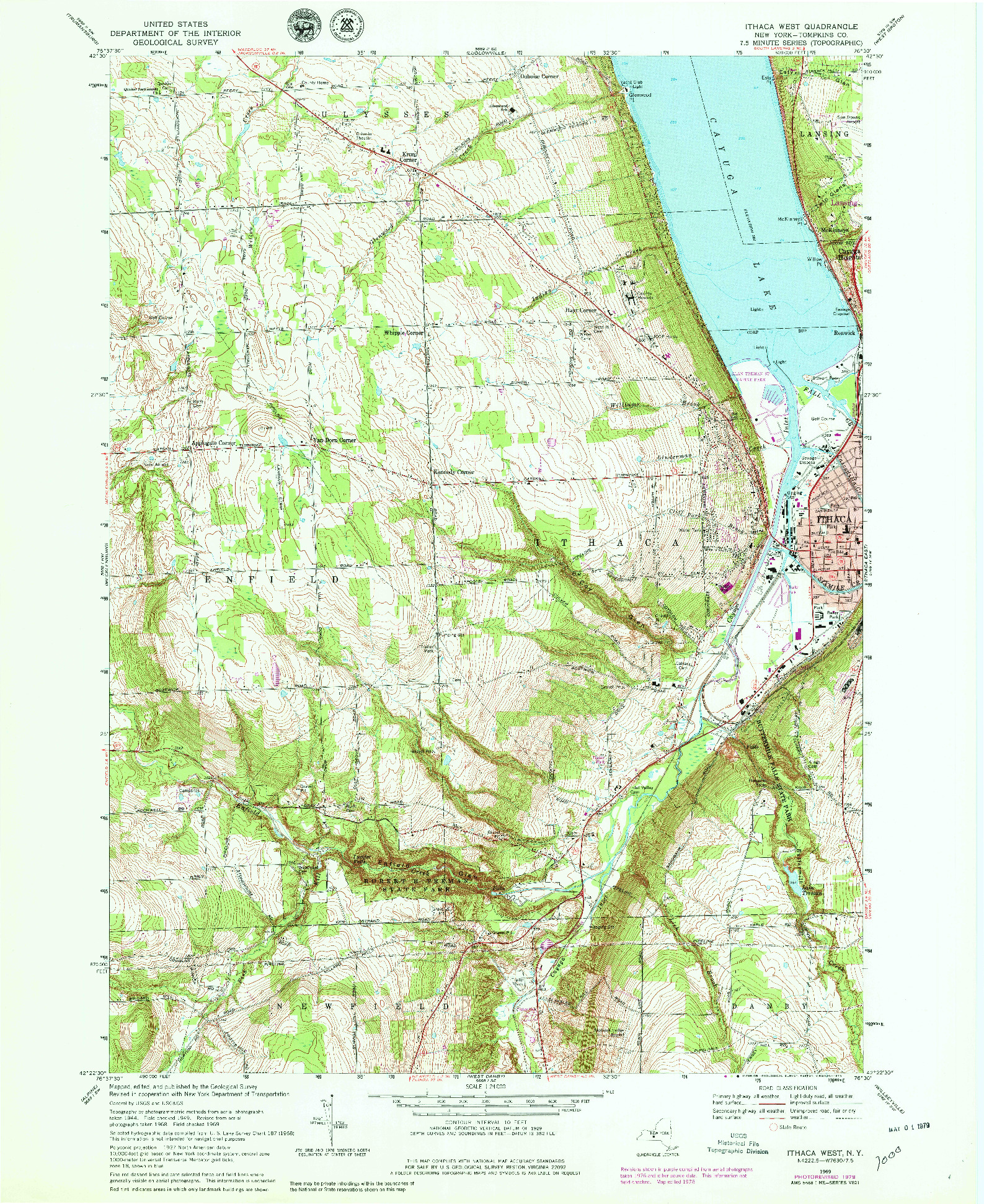 USGS 1:24000-SCALE QUADRANGLE FOR ITHACA WEST, NY 1978