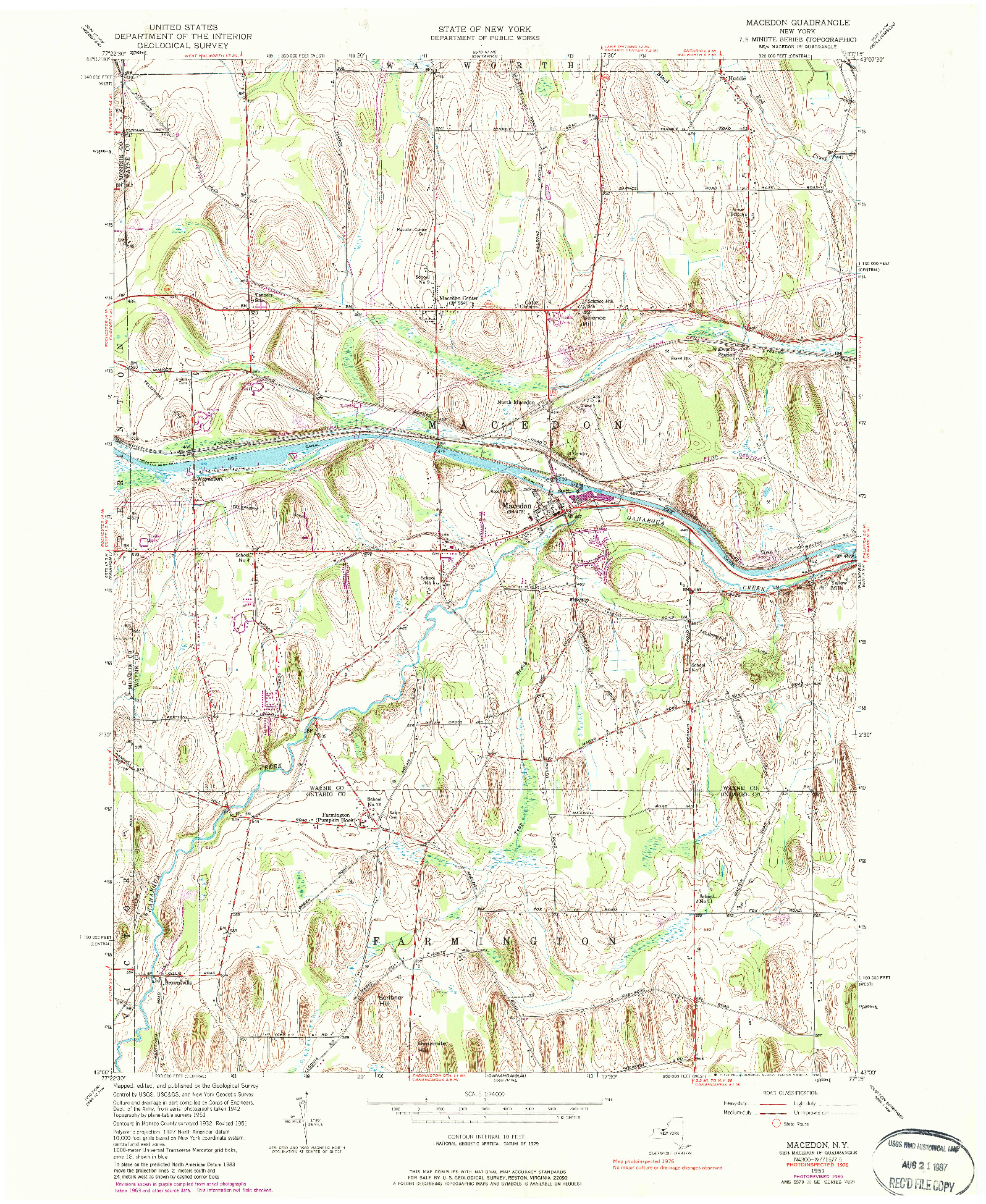 USGS 1:24000-SCALE QUADRANGLE FOR MACEDON, NY 1951