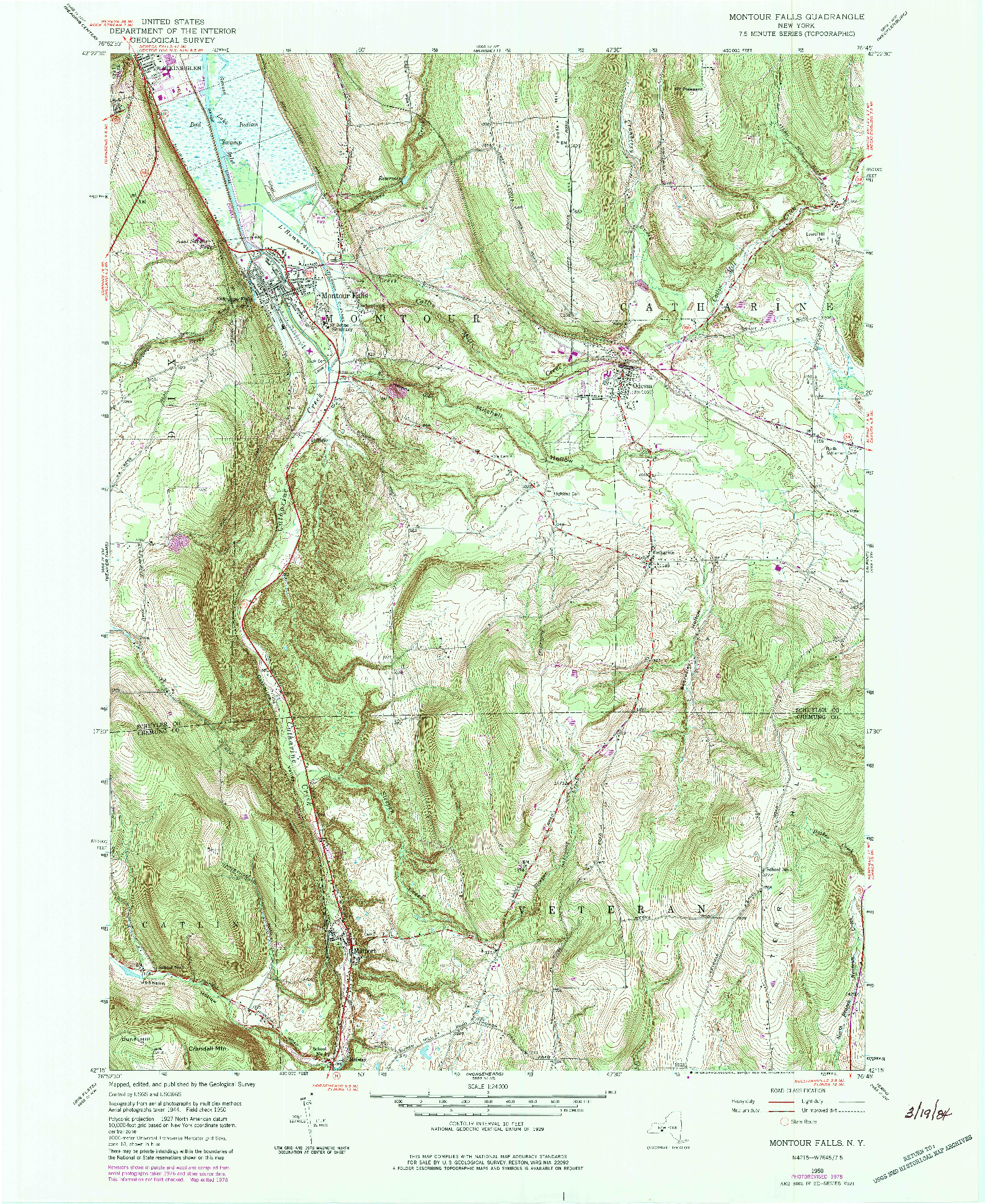 USGS 1:24000-SCALE QUADRANGLE FOR MONTOUR FALLS, NY 1950