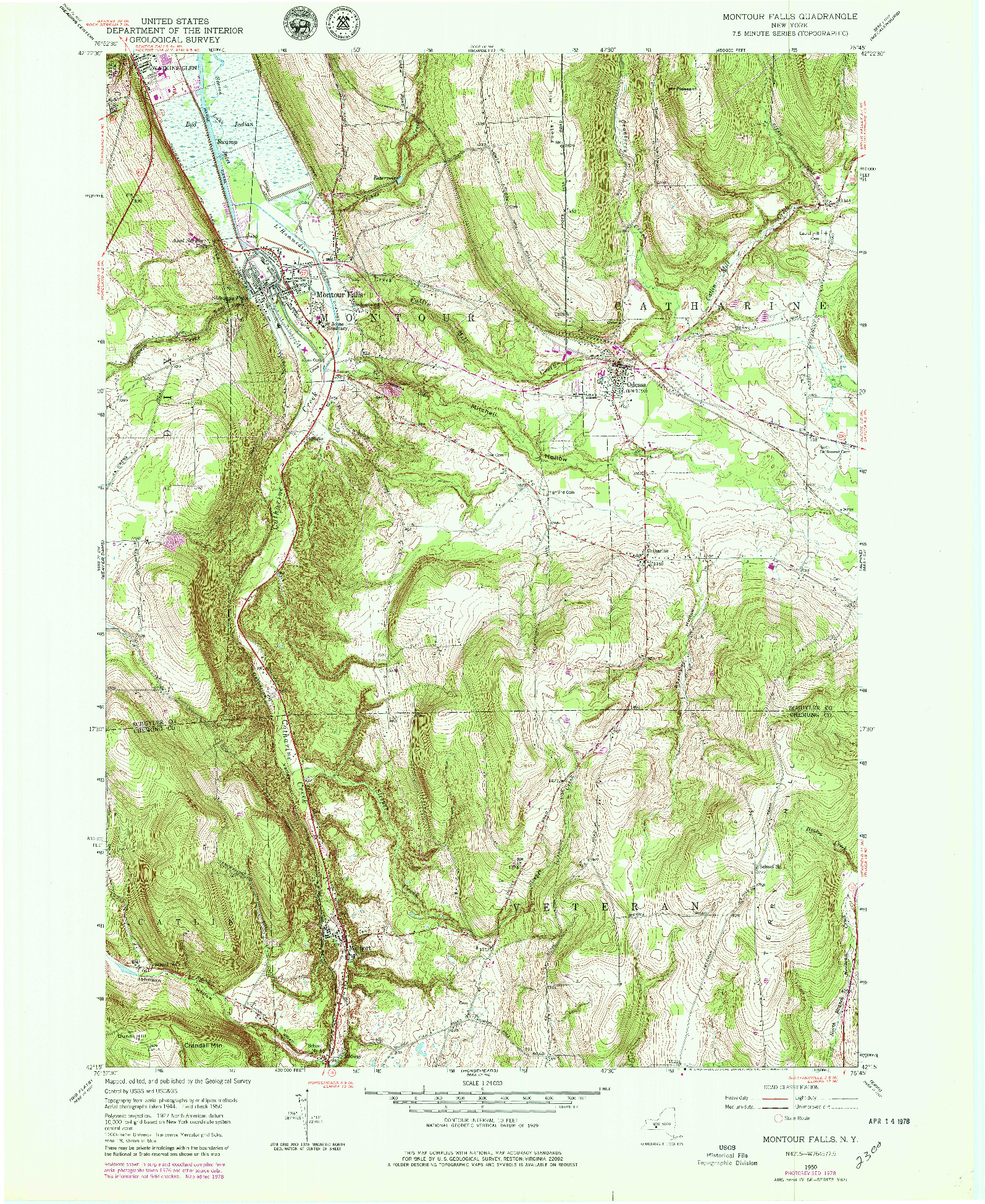 USGS 1:24000-SCALE QUADRANGLE FOR MONTOUR FALLS, NY 1950