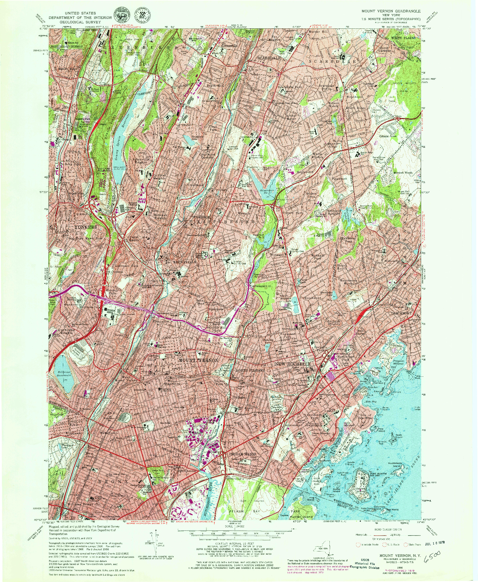 USGS 1:24000-SCALE QUADRANGLE FOR MOUNT VERNON, NY 1966