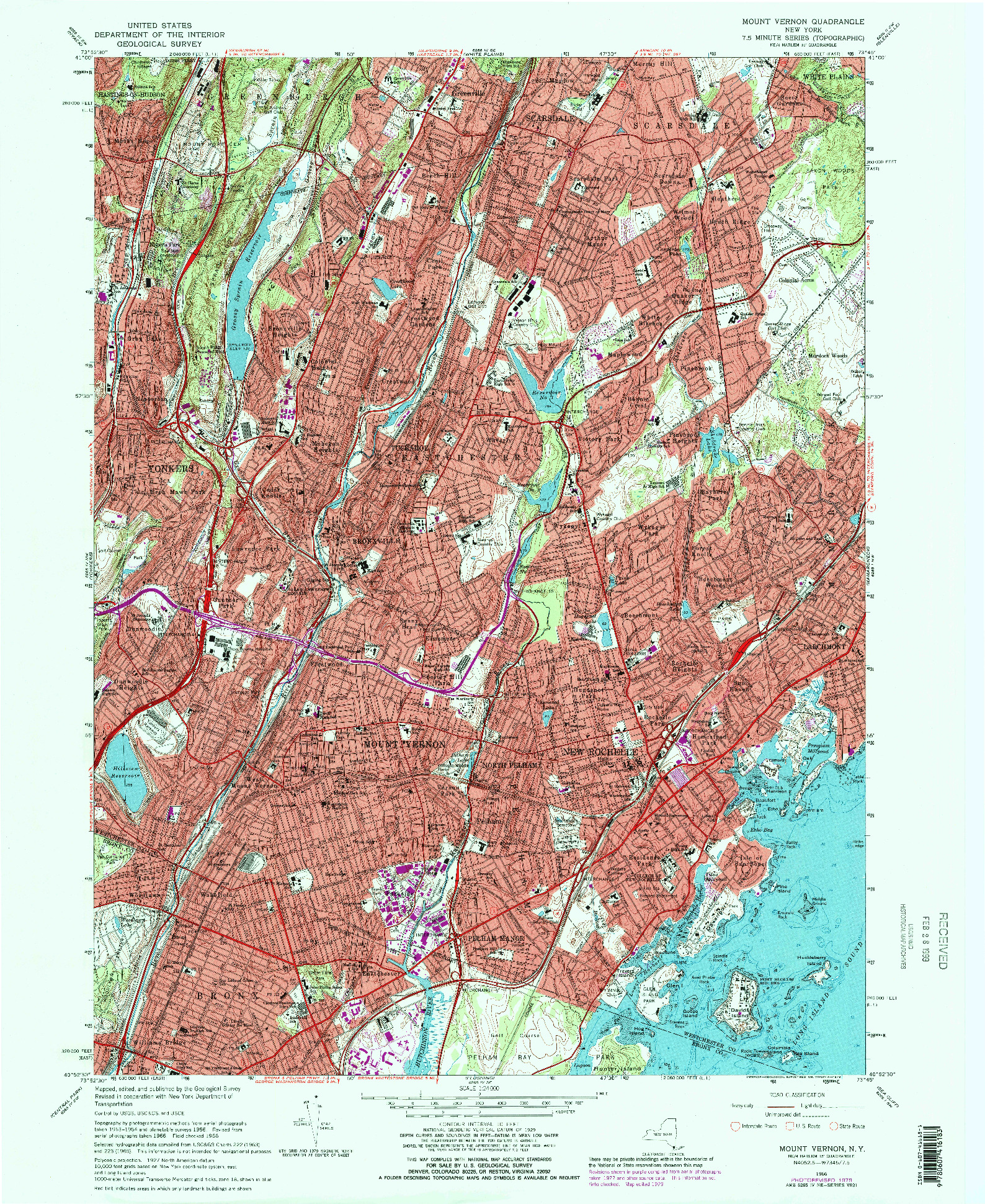 USGS 1:24000-SCALE QUADRANGLE FOR MOUNT VERNON, NY 1966