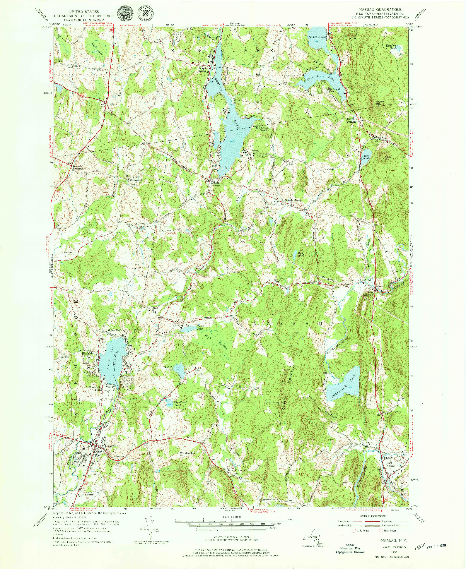 USGS 1:24000-SCALE QUADRANGLE FOR NASSAU, NY 1953