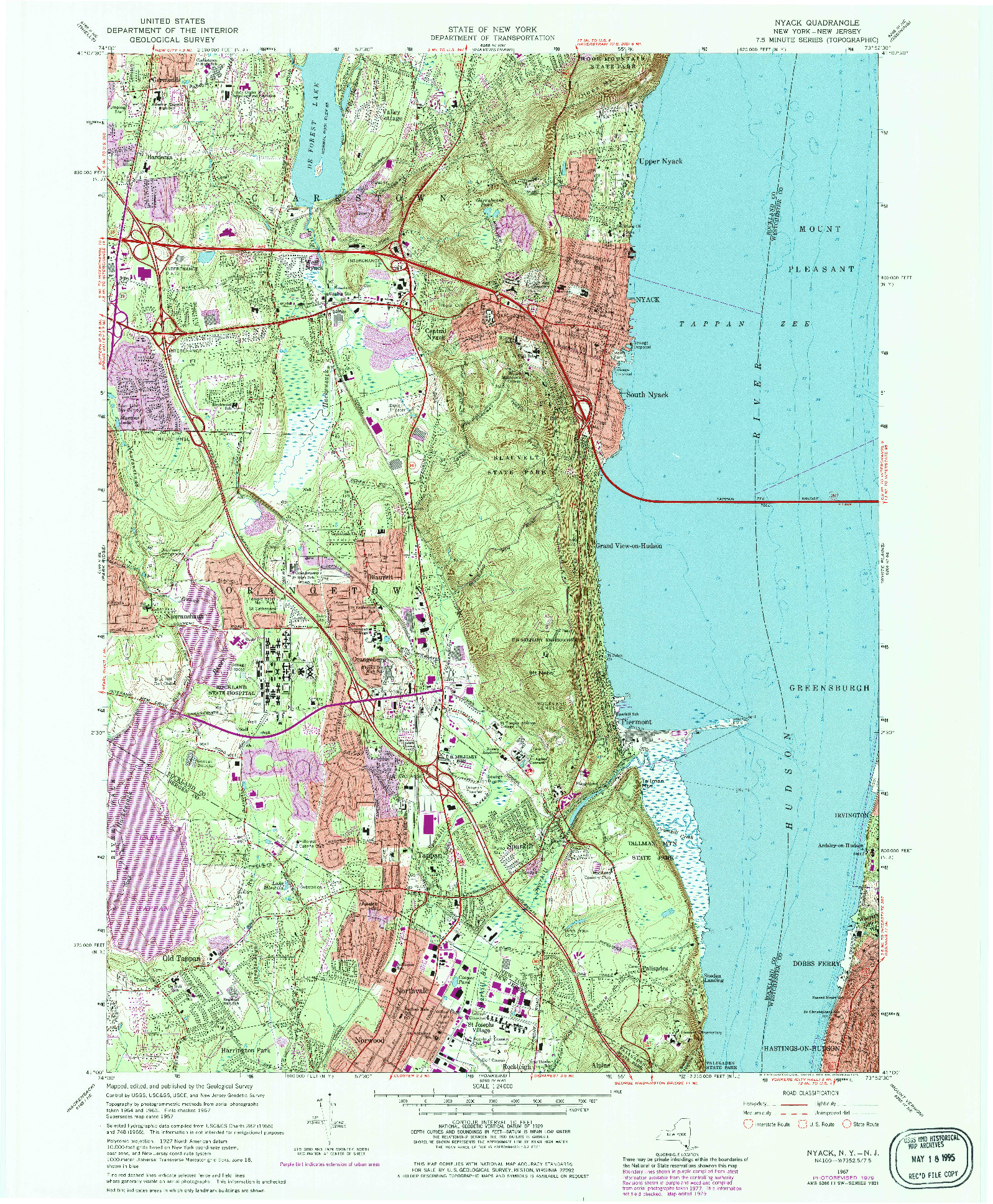 USGS 1:24000-SCALE QUADRANGLE FOR NYACK, NY 1967