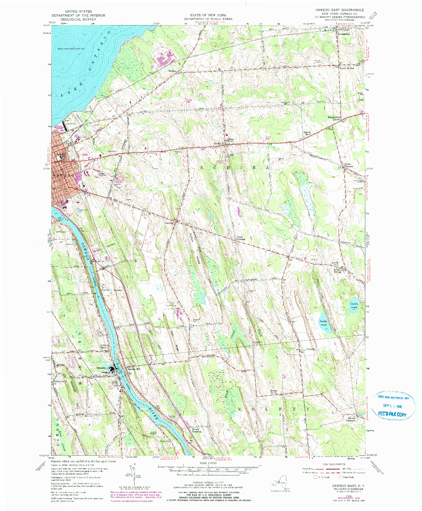 USGS 1:24000-SCALE QUADRANGLE FOR OSWEGO EAST, NY 1954