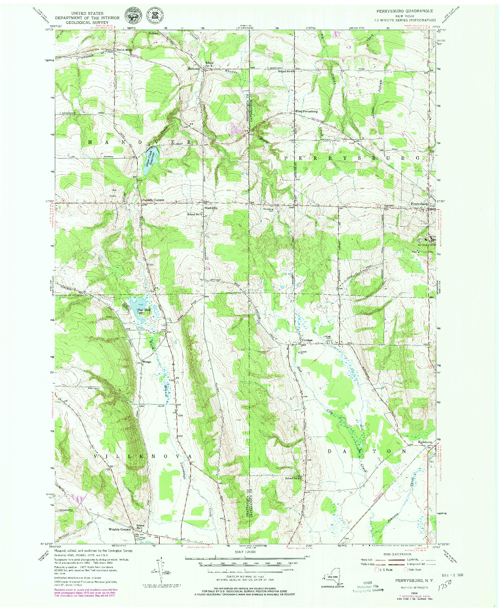 USGS 1:24000-SCALE QUADRANGLE FOR PERRYSBURG, NY 1954