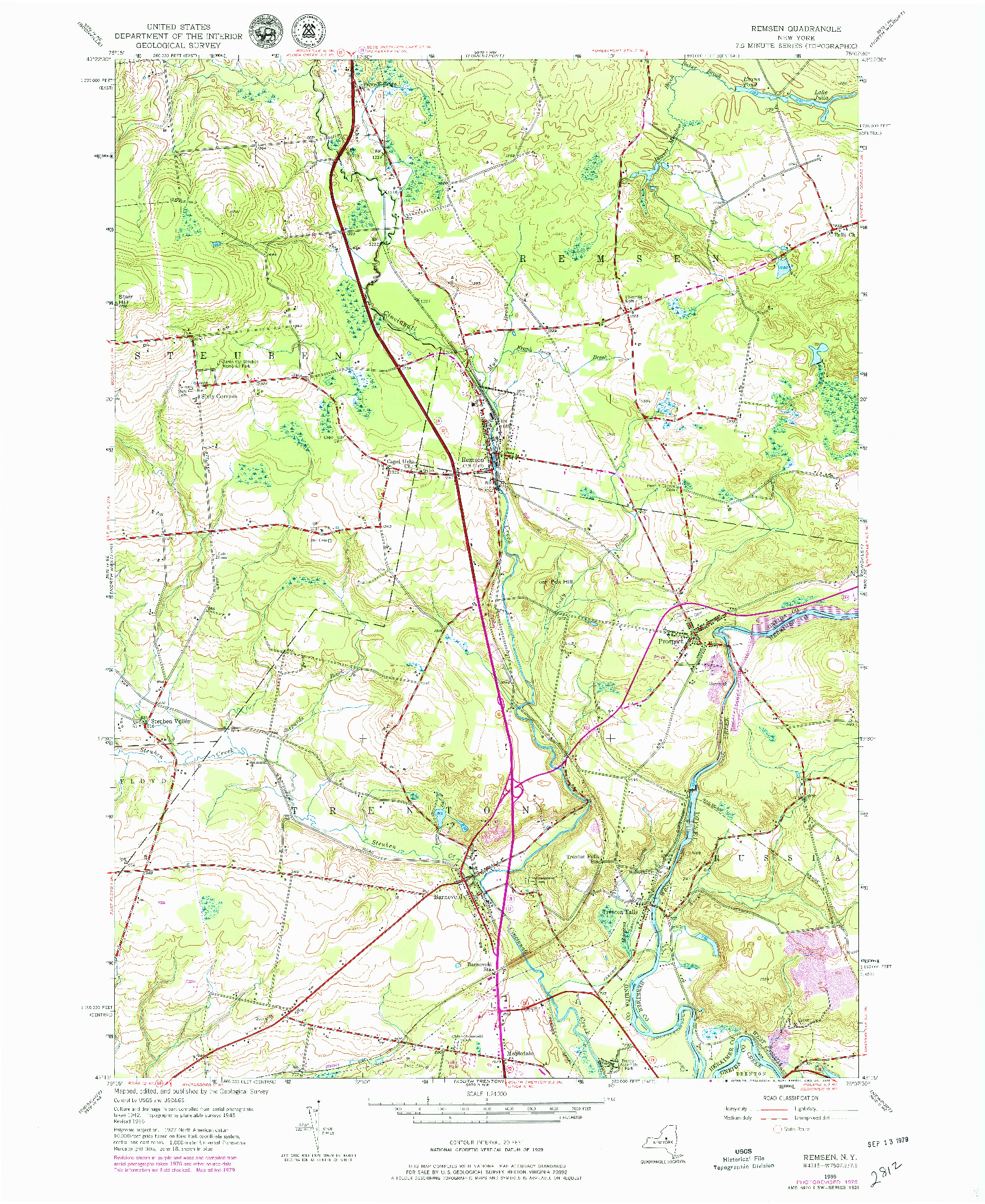 USGS 1:24000-SCALE QUADRANGLE FOR REMSEN, NY 1955