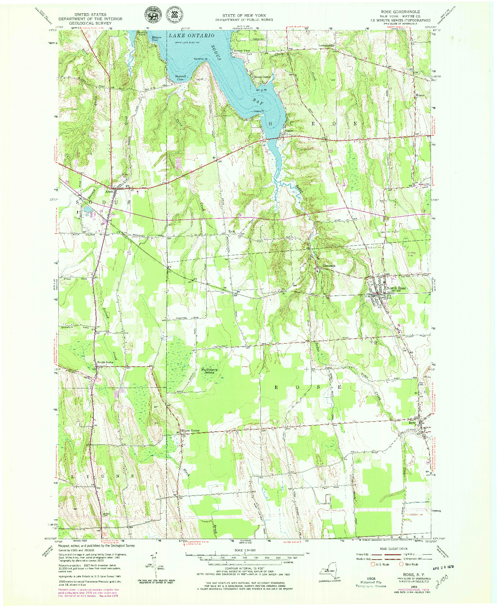 USGS 1:24000-SCALE QUADRANGLE FOR ROSE, NY 1953