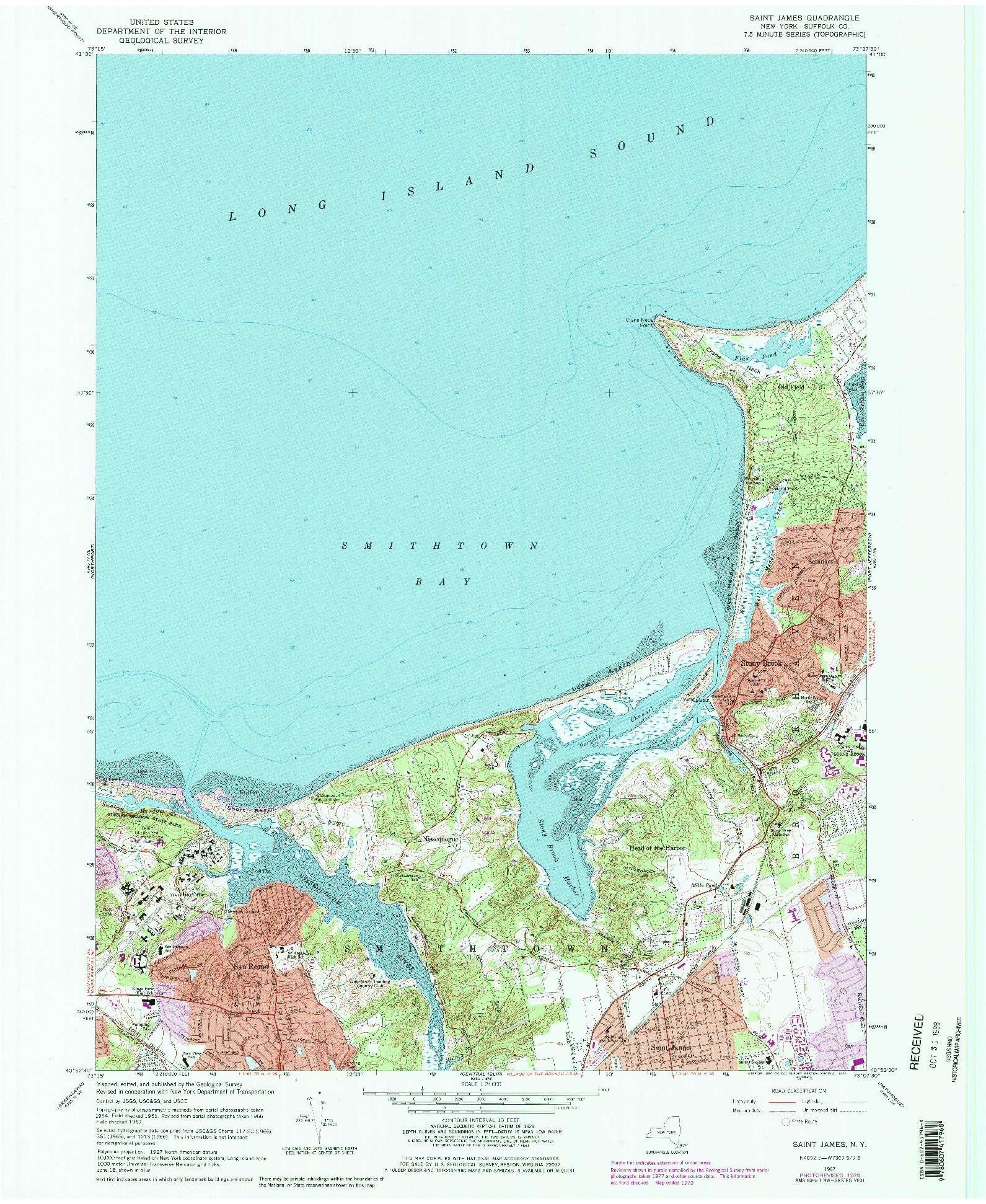 USGS 1:24000-SCALE QUADRANGLE FOR SAINT JAMES, NY 1967