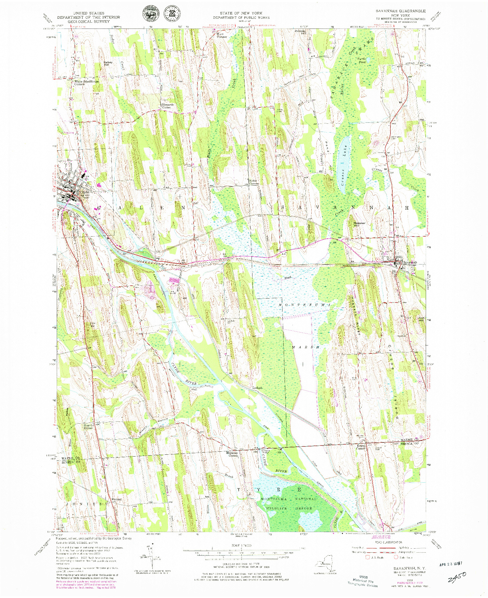 USGS 1:24000-SCALE QUADRANGLE FOR SAVANNAH, NY 1953