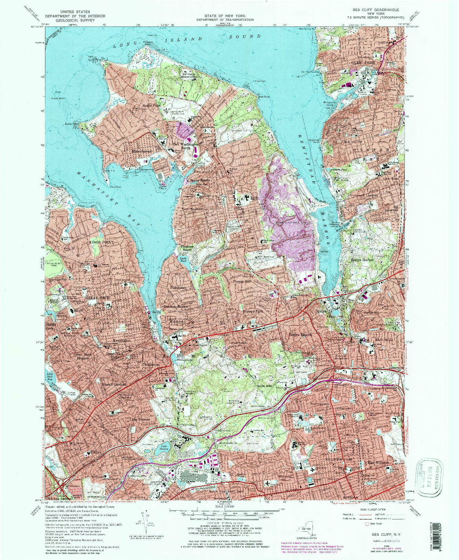 USGS 1:24000-SCALE QUADRANGLE FOR SEA CLIFF, NY 1968