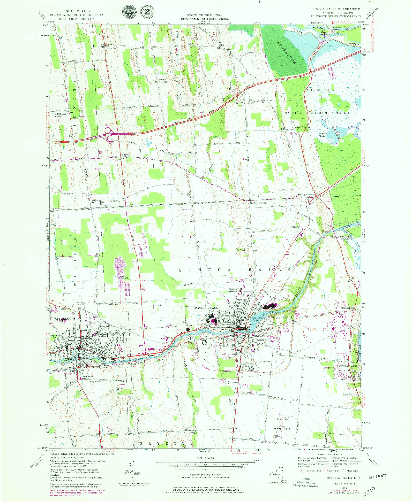 USGS 1:24000-SCALE QUADRANGLE FOR SENECA FALLS, NY 1953