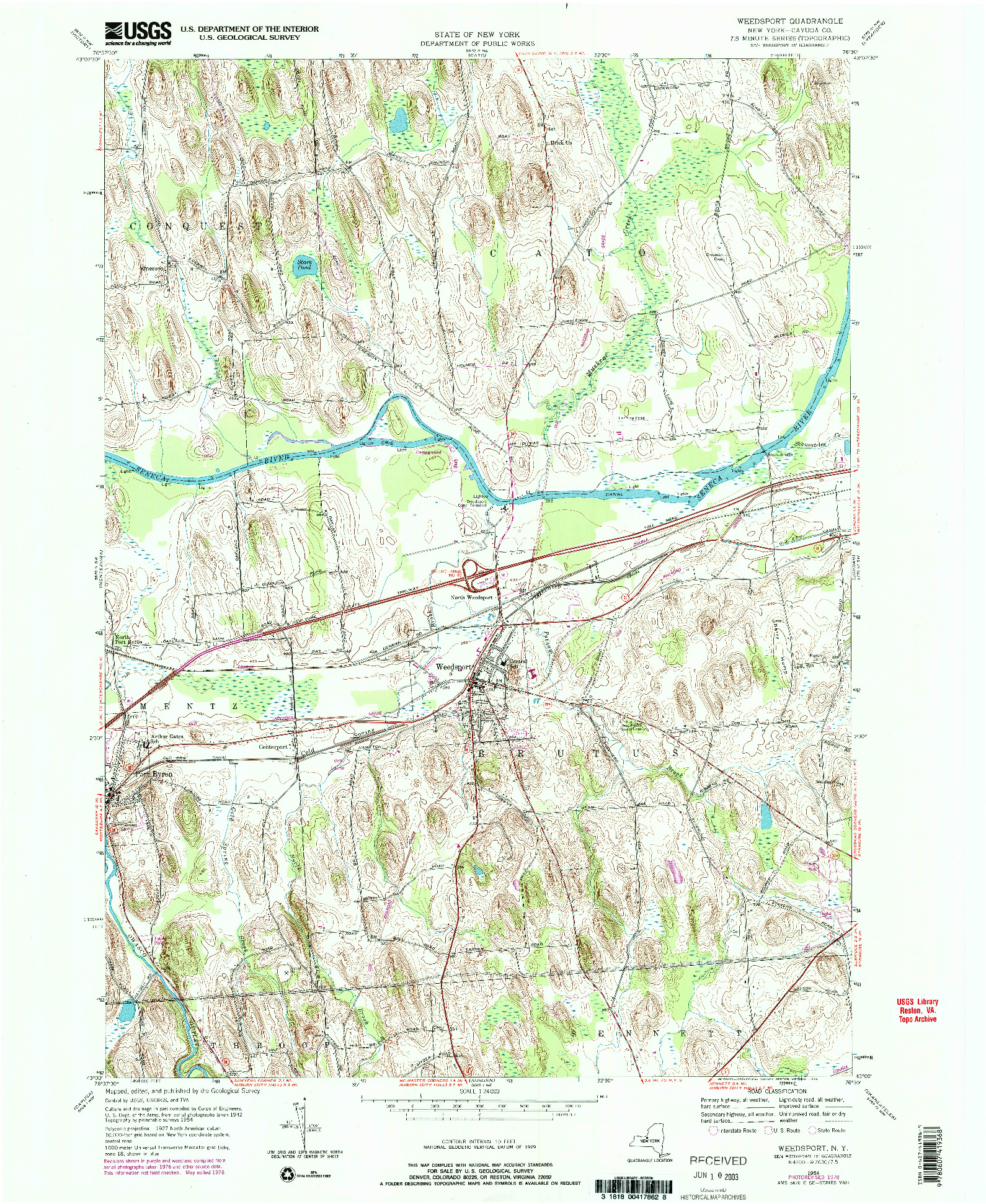 USGS 1:24000-SCALE QUADRANGLE FOR WEEDSPORT, NY 1954