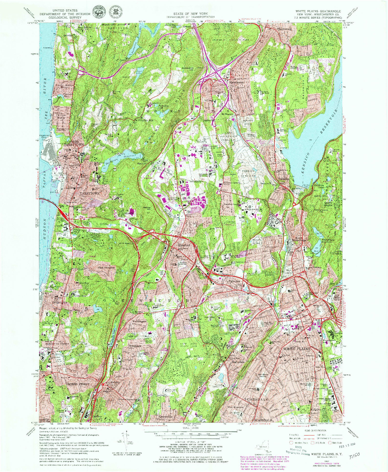 USGS 1:24000-SCALE QUADRANGLE FOR WHITE PLAINS, NY 1967